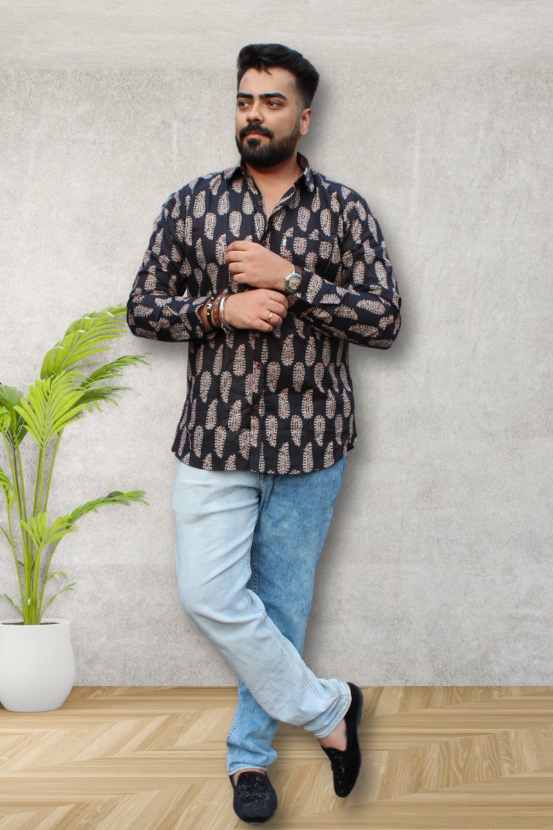 Block printed full sleeves shirts for mens