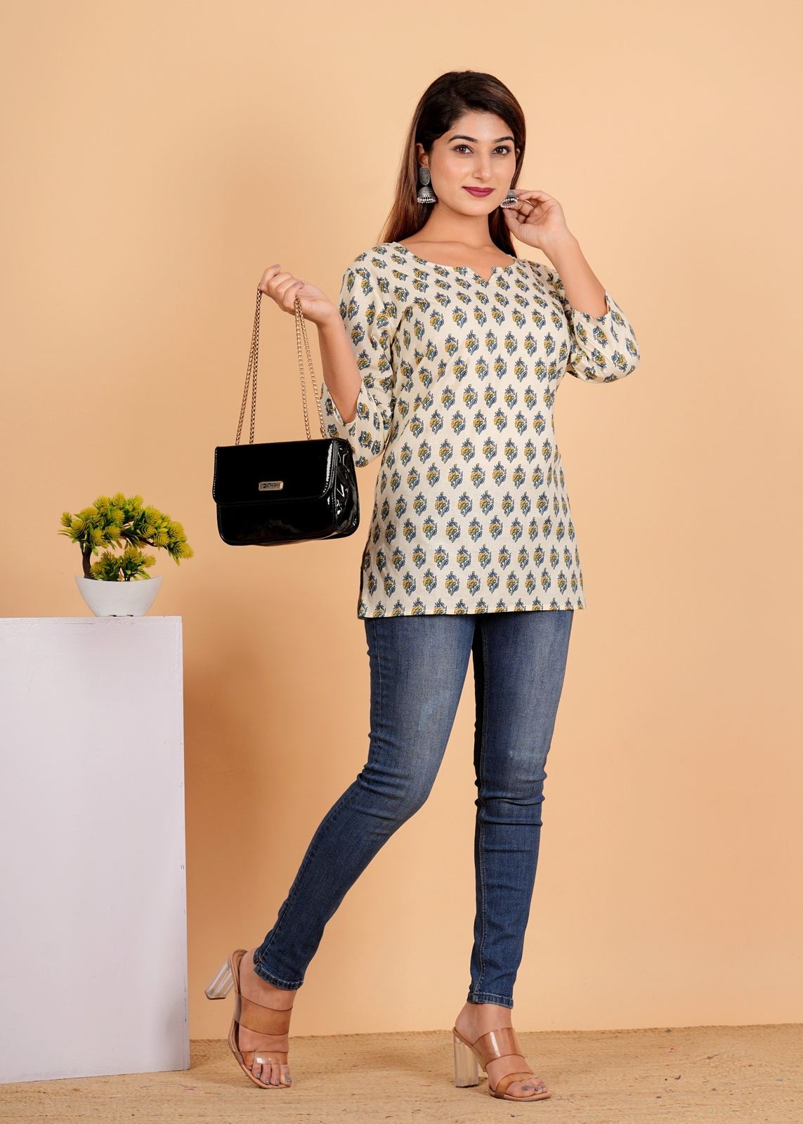 Sanganeri Printed Women’s short kurti