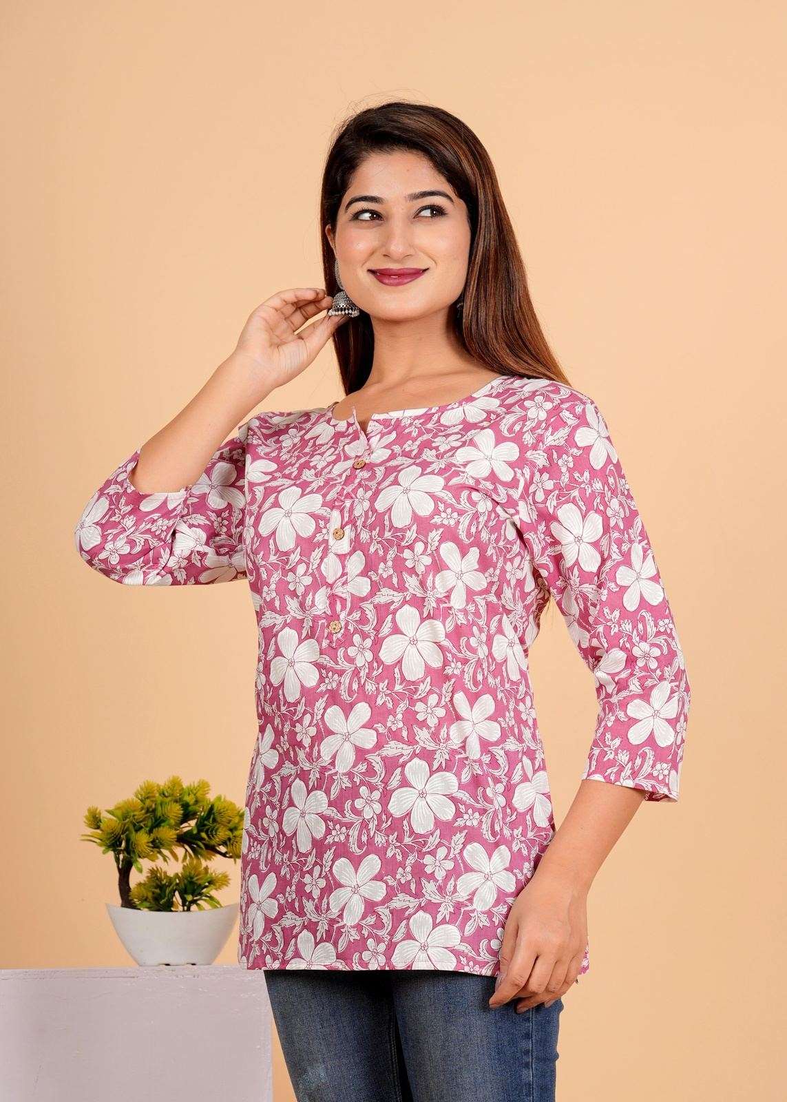 Sanganeri Printed Women’s short kurti
