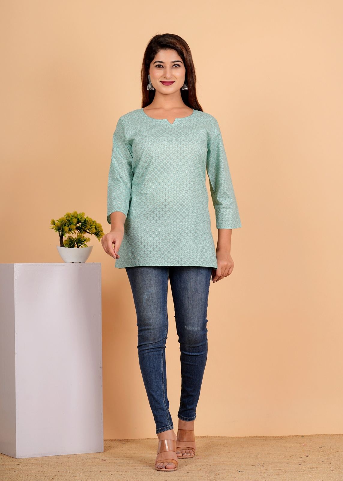 Sanganeri Printed Women’s short kurti
