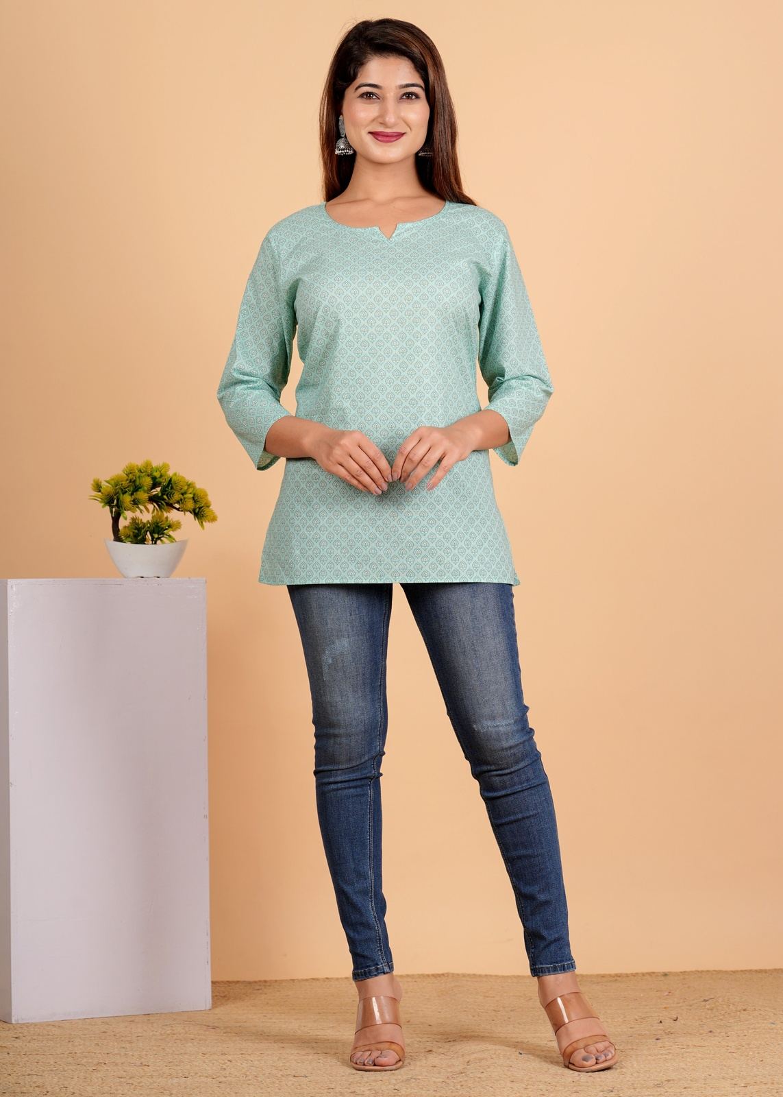 Sanganeri Printed Women’s short kurti