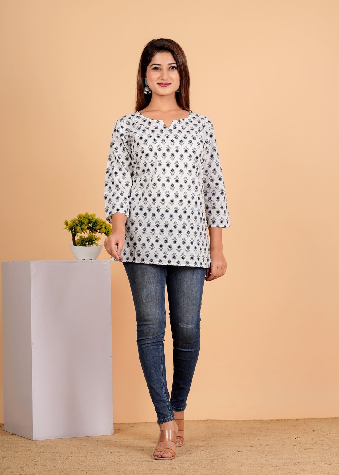 Sanganeri Printed Women’s short kurti