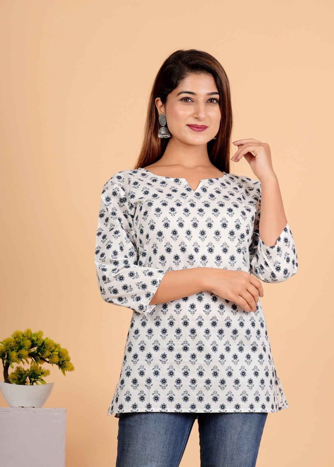 Sanganeri Printed Women’s short kurti
