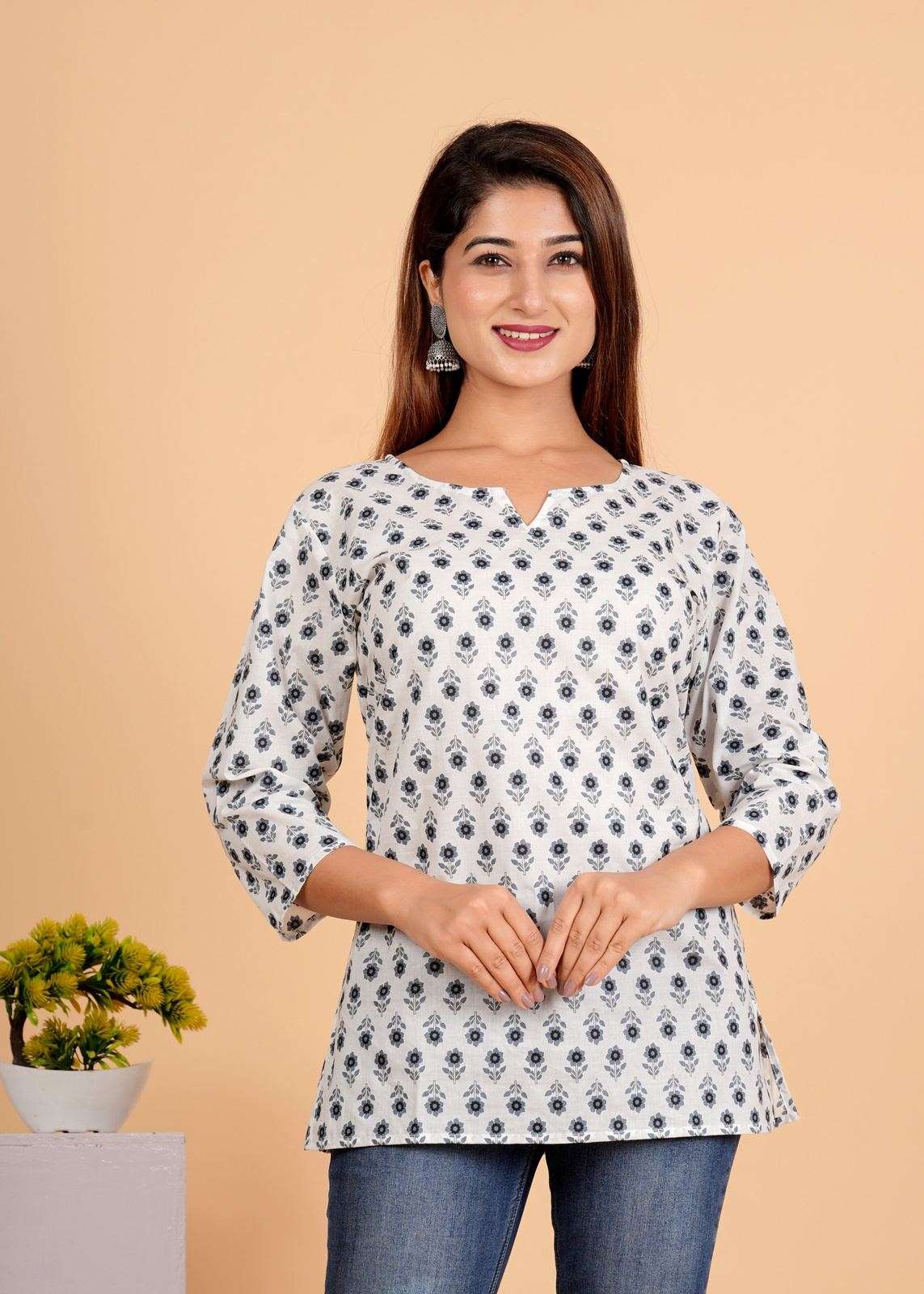Sanganeri Printed Women’s short kurti