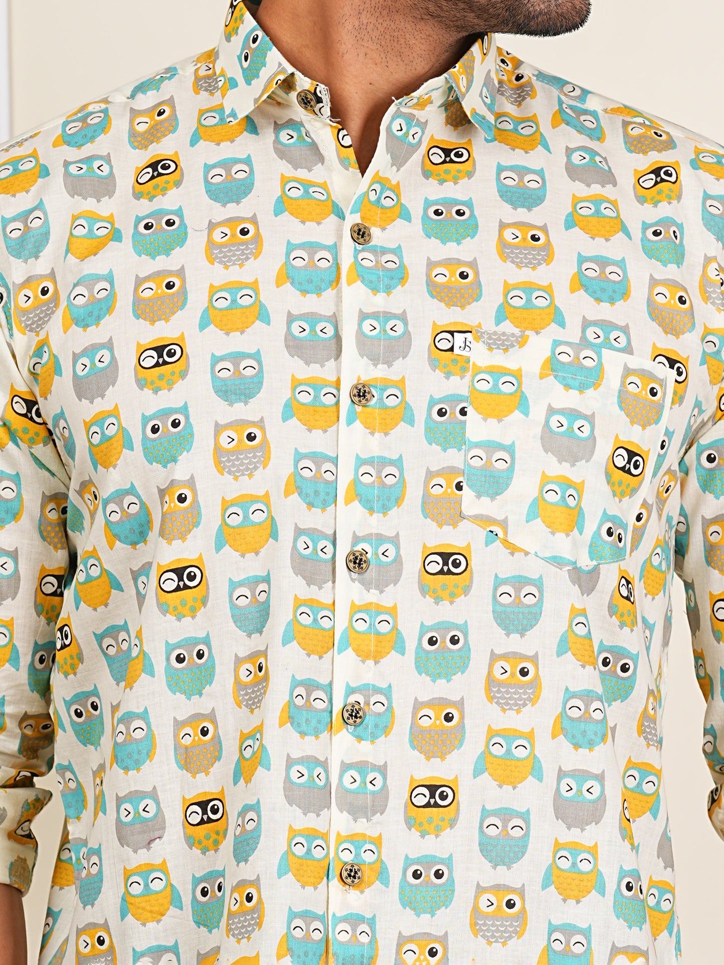 Multi color Owl Printed Full Sleeves Shirt
