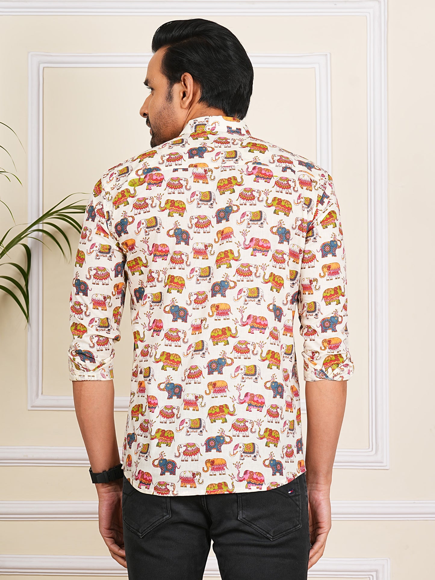 Multicolor elephant Printed Full Sleeves Shirt For Men