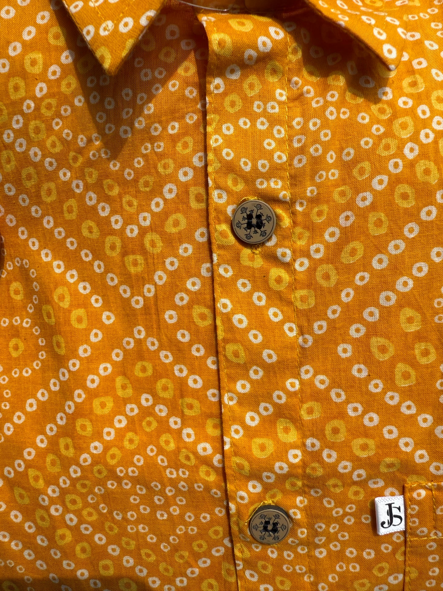 Yellow Bandhani/Bandhej Printed Mens Half Sleeves Cotton Shirt