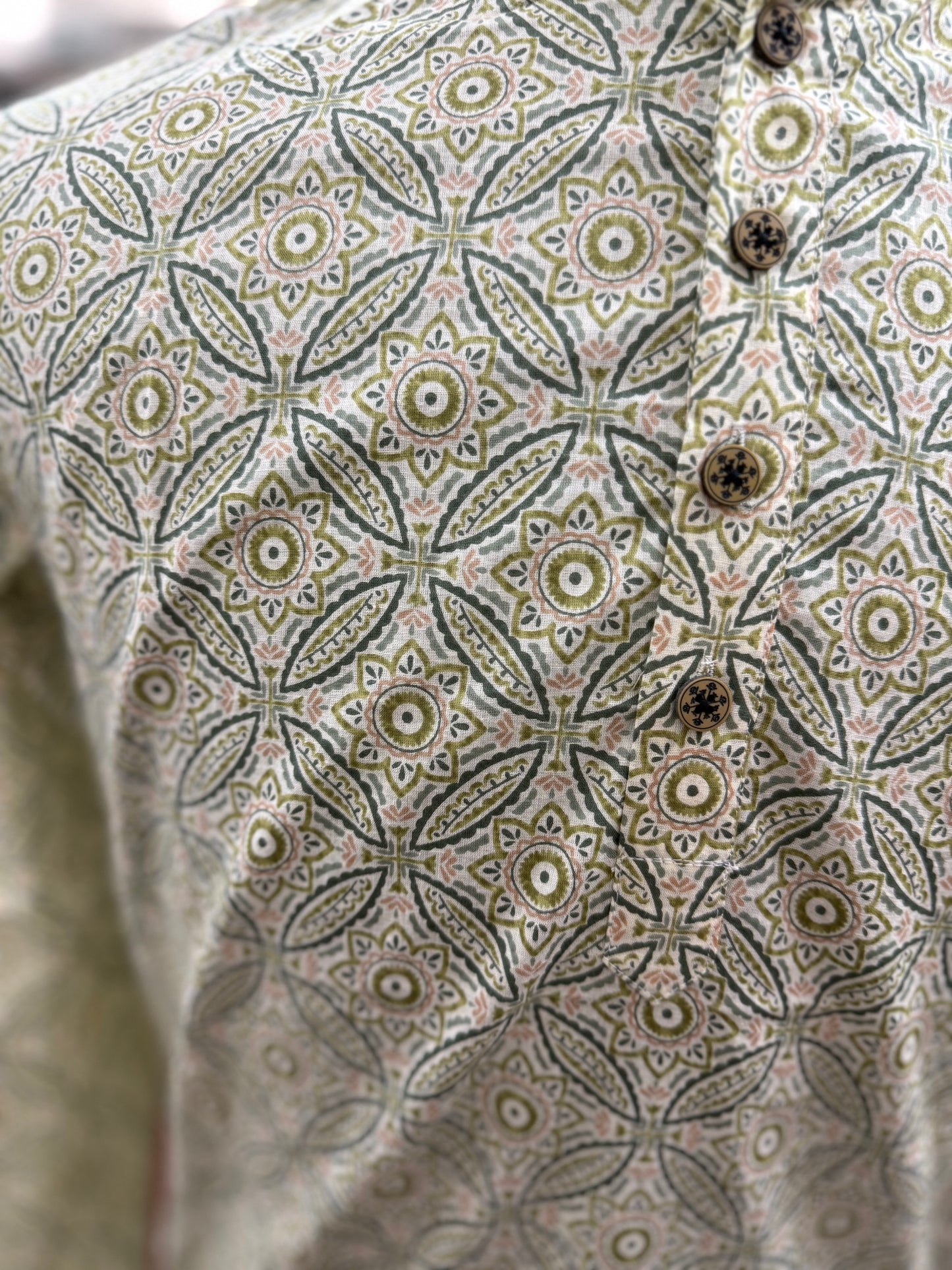 Pastel Mandala Jaali Printed Full Sleeves Long Kurta for Men