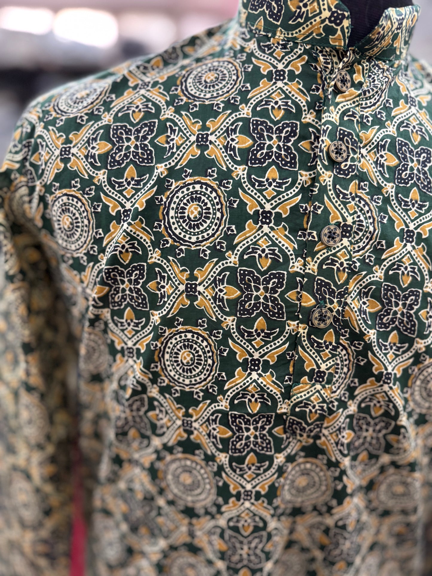 Hara Meenakari Jaal Printed Full Sleeves Long Kurta for Men