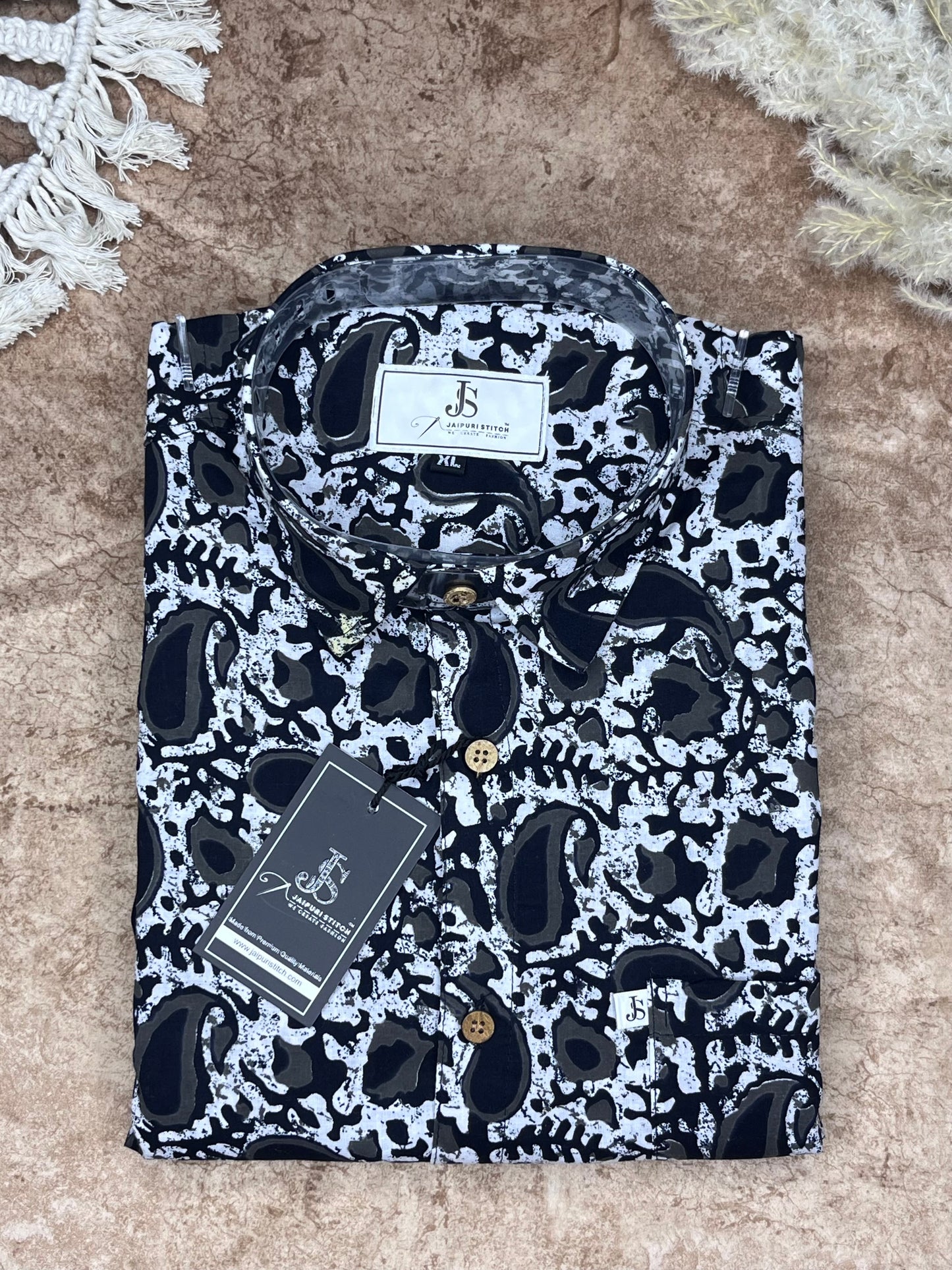 Black and White floral Printed full sleeves shirts for mens