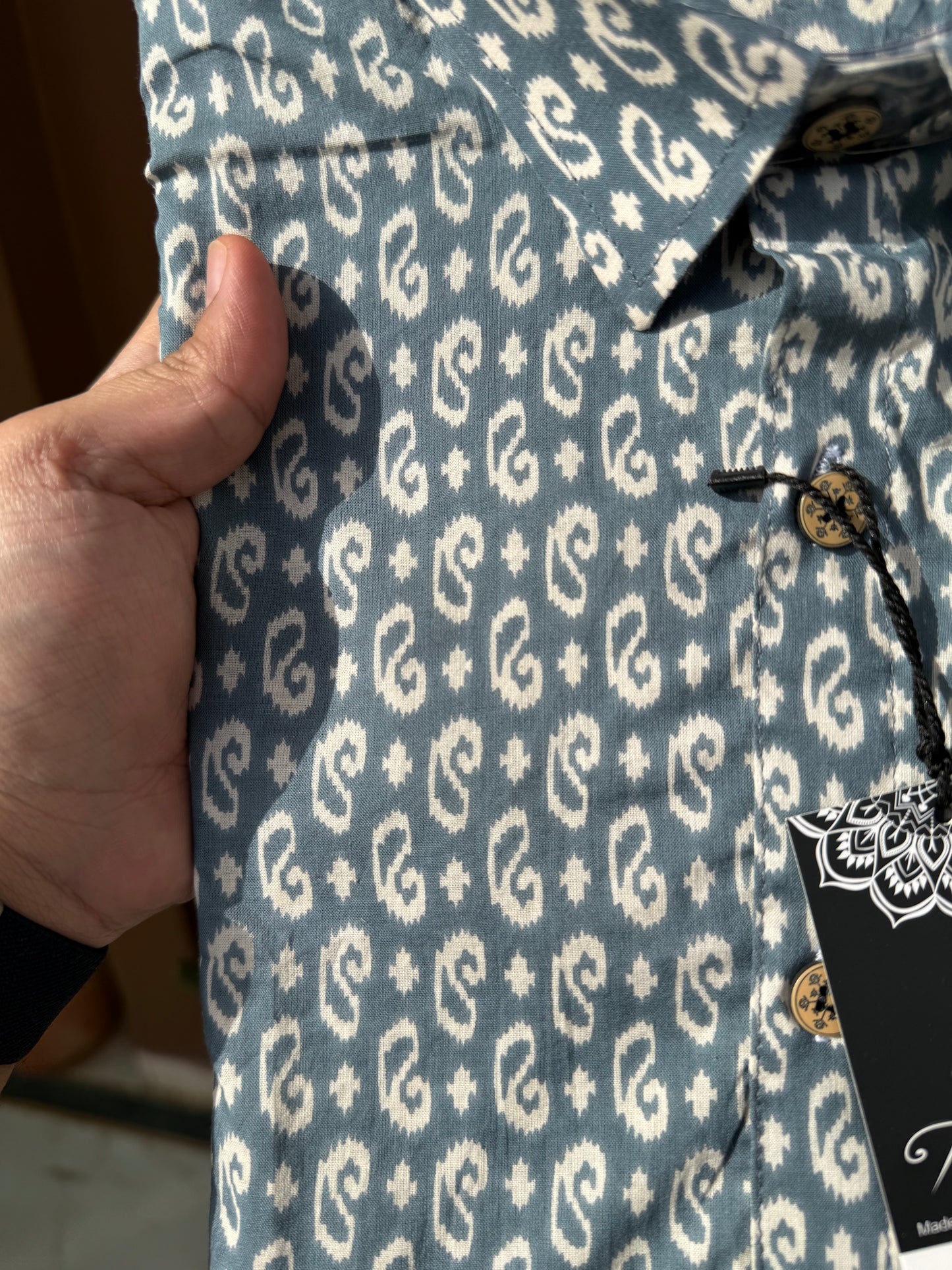 Grey Ikkat Booti Printed Mens Half Sleeves Cotton Shirt