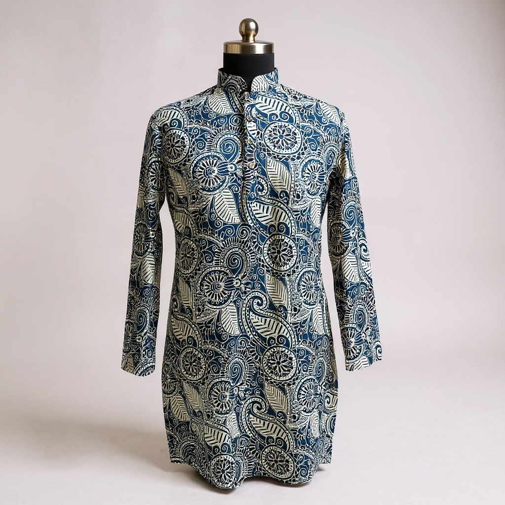 Shahi Ambi Printed Full Sleeves Long Kurta for Men