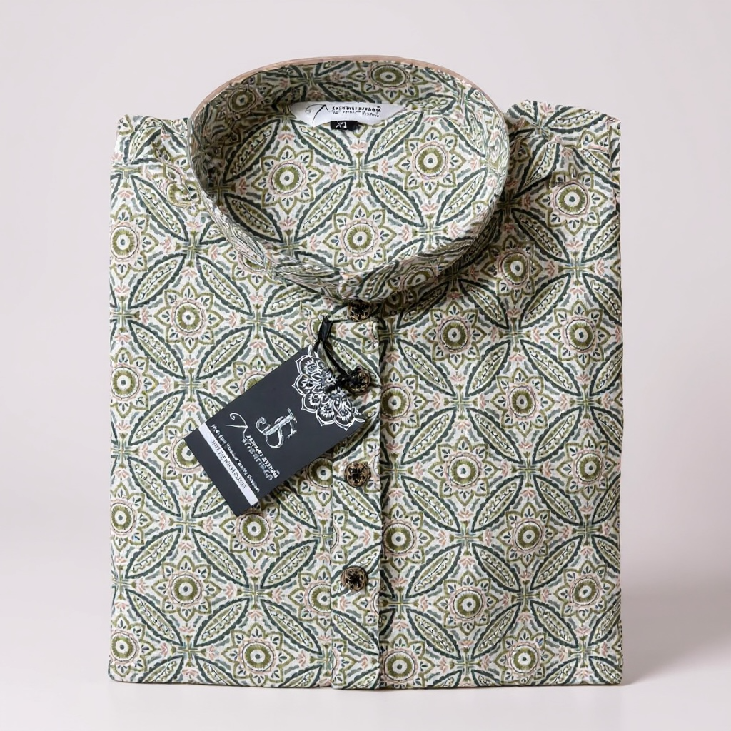 Pastel Mandala Jaali Printed Full Sleeves Long Kurta for Men