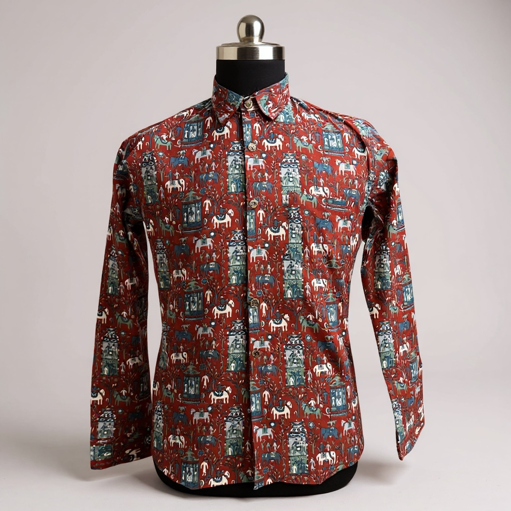 Rust Palace Parade Printed Full Sleeves Cotton Shirt for Men