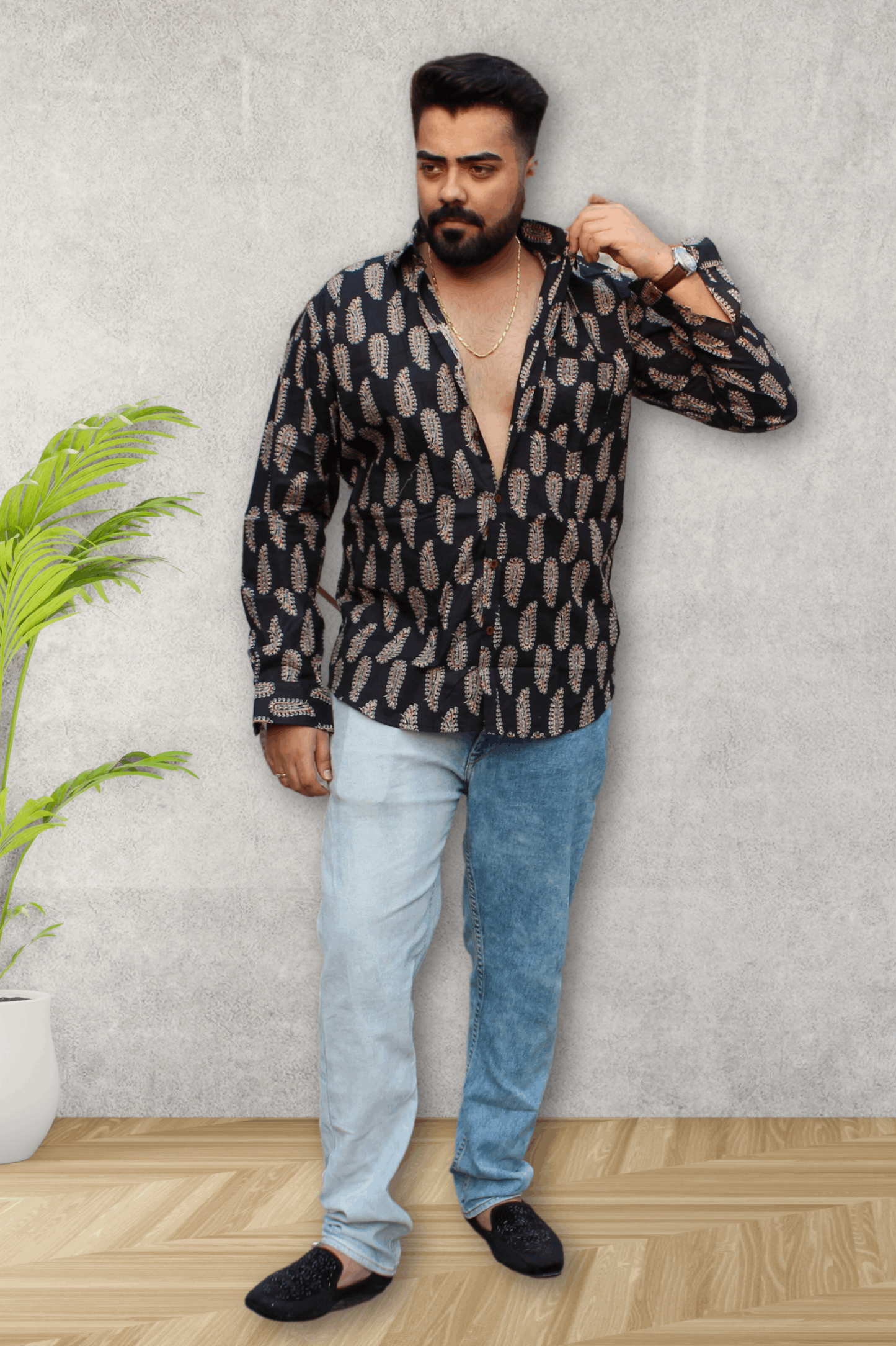 Block printed full sleeves shirts for mens