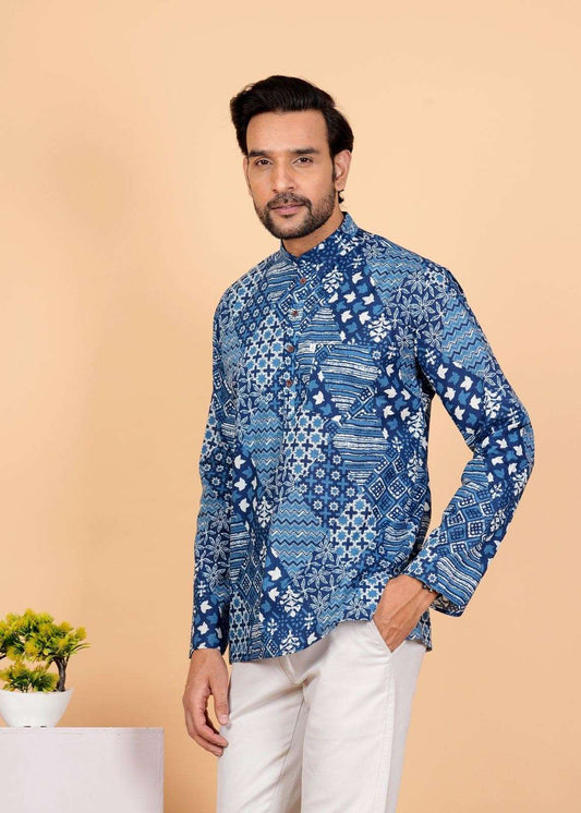 Patch Work Short Kurta For Men