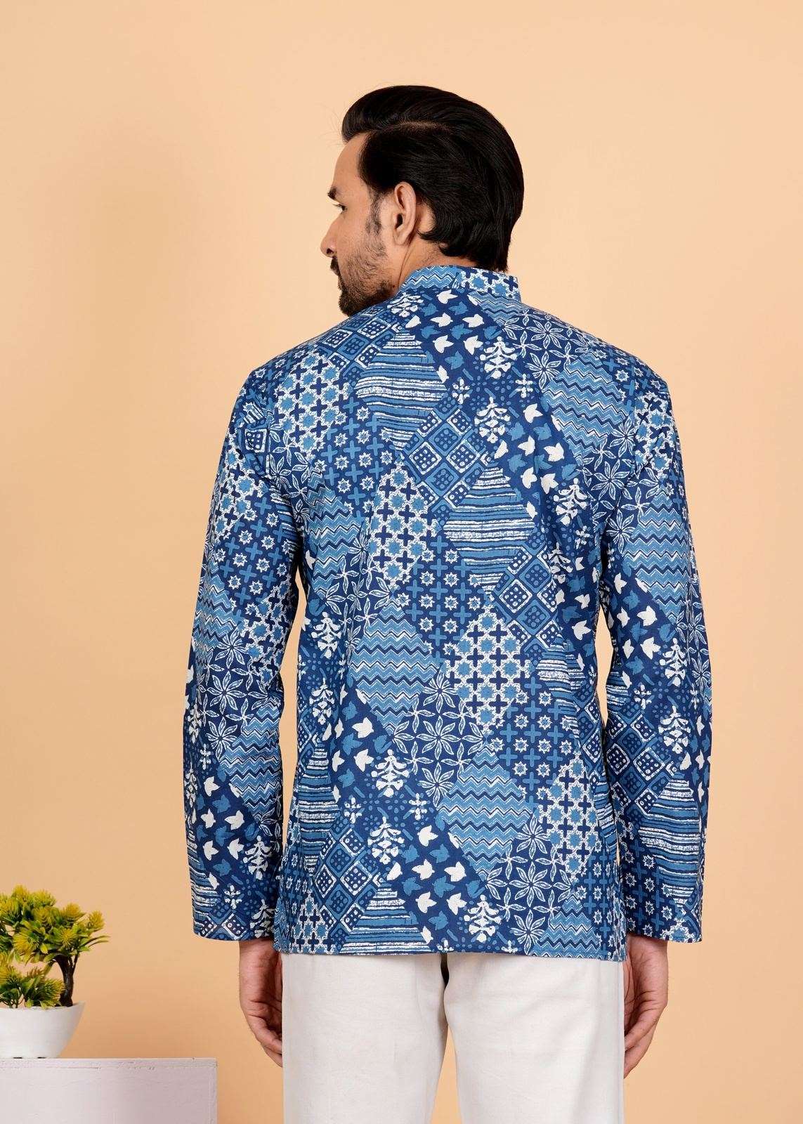 Patch Work Short Kurta For Men