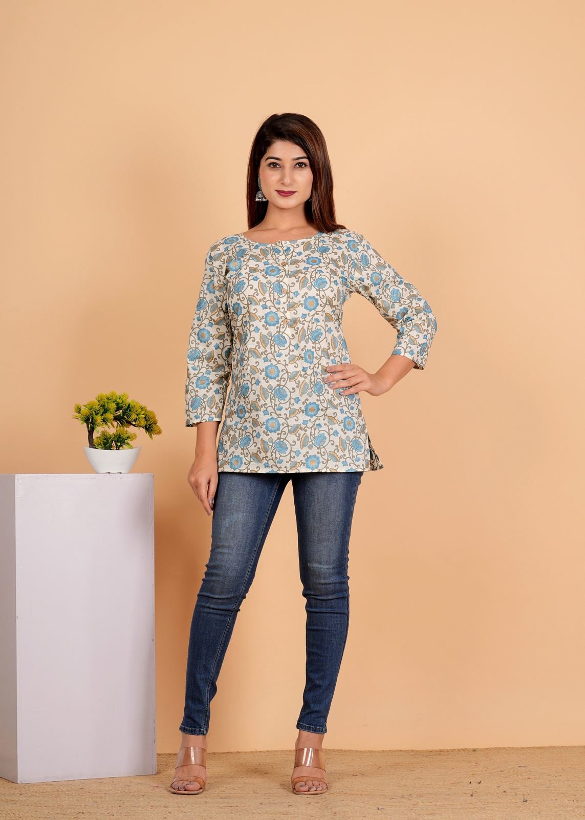 Jaipuri Printed Women’s short kurti