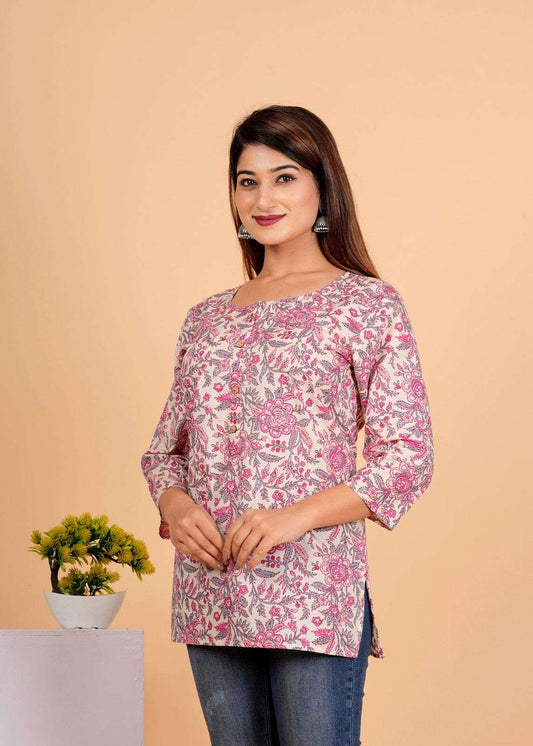 Sanganeri Printed Women’s short kurti