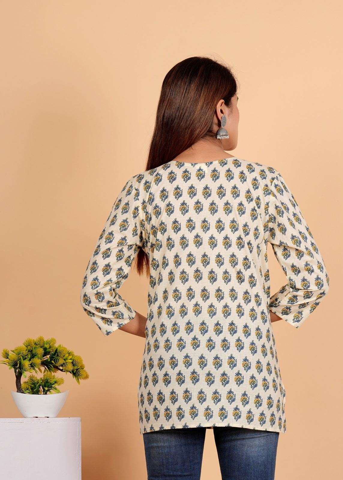 Sanganeri Printed Women’s short kurti