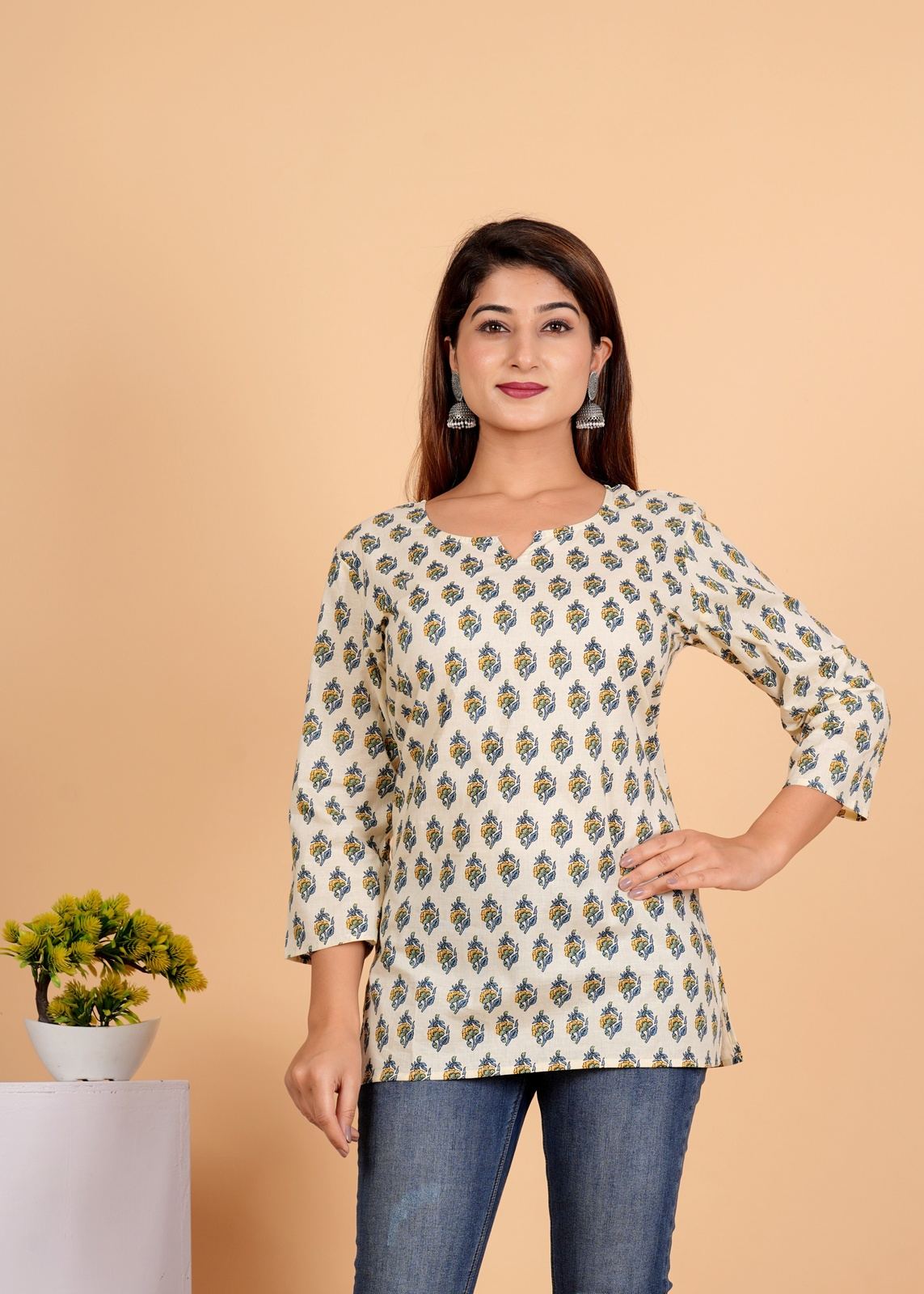 Sanganeri Printed Women’s short kurti