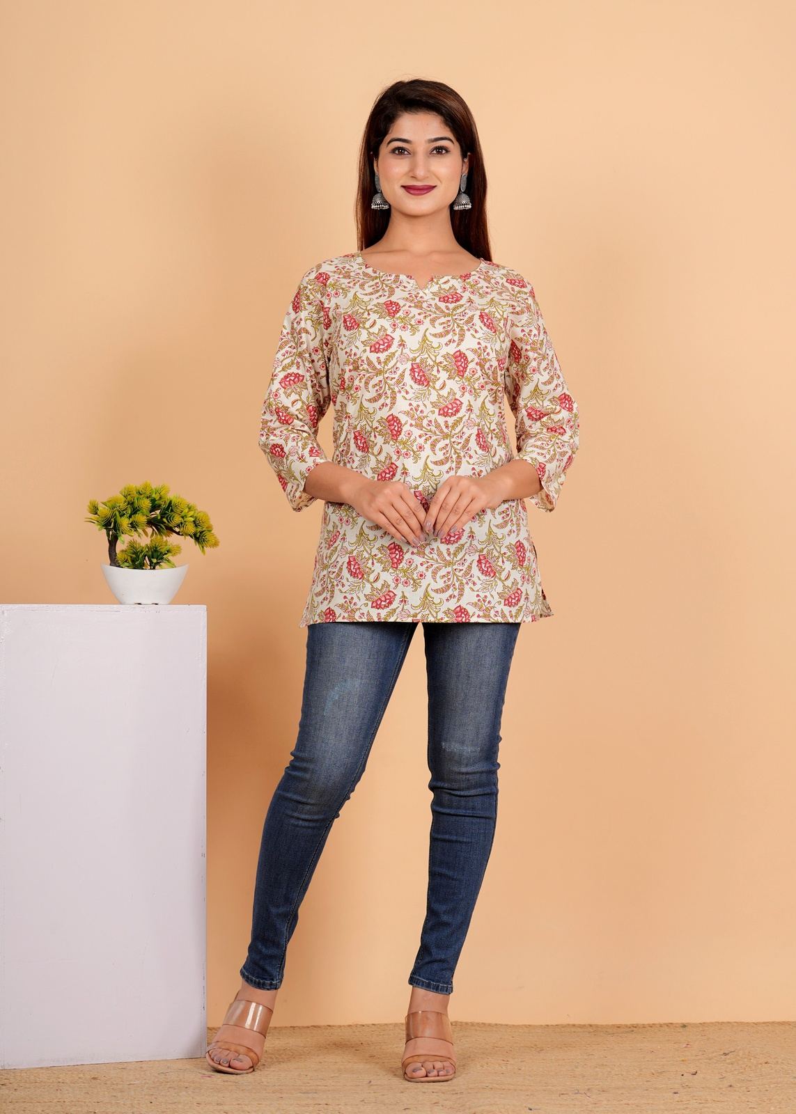 Sanganeri Printed Women’s short kurti