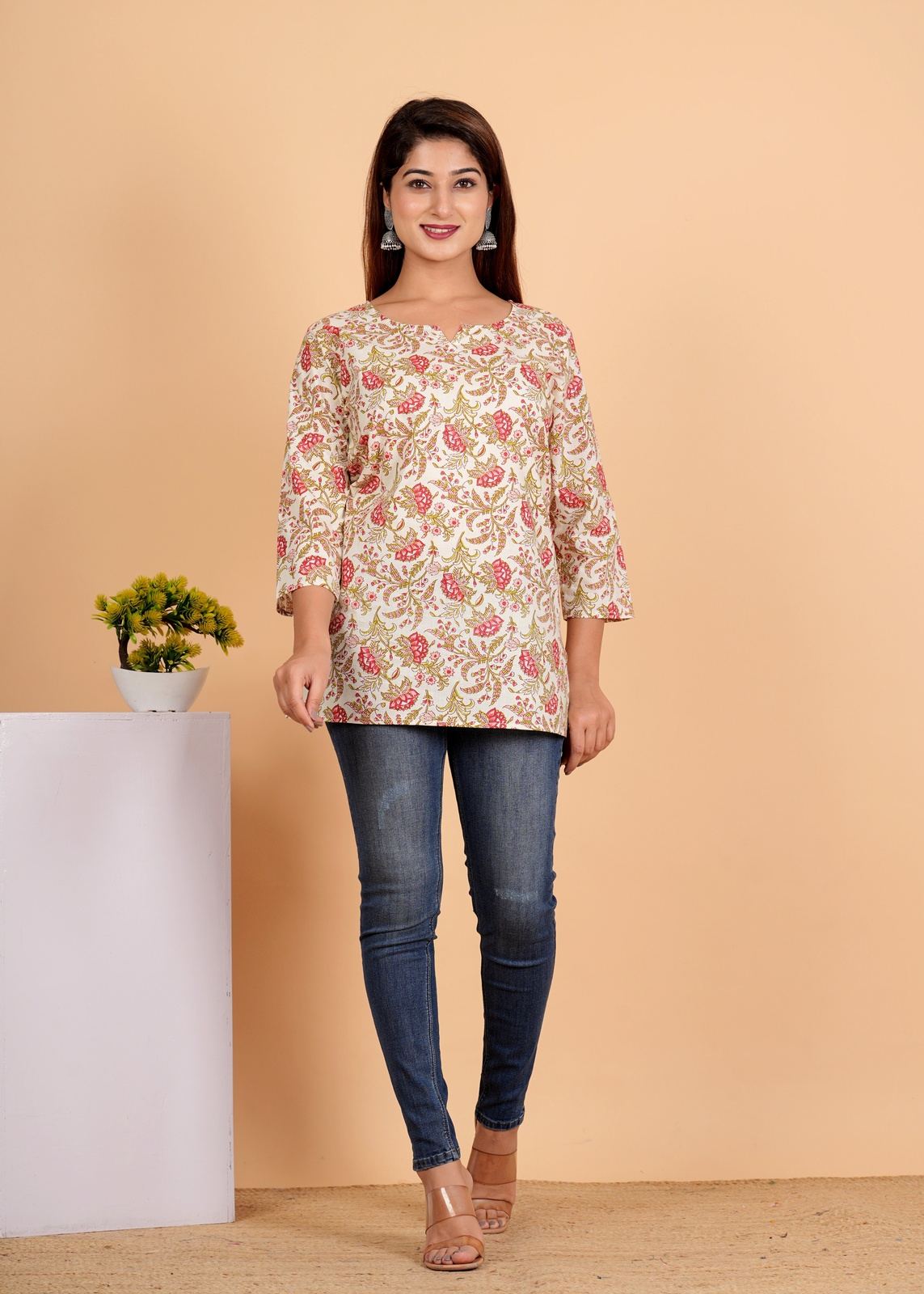 Sanganeri Printed Women’s short kurti