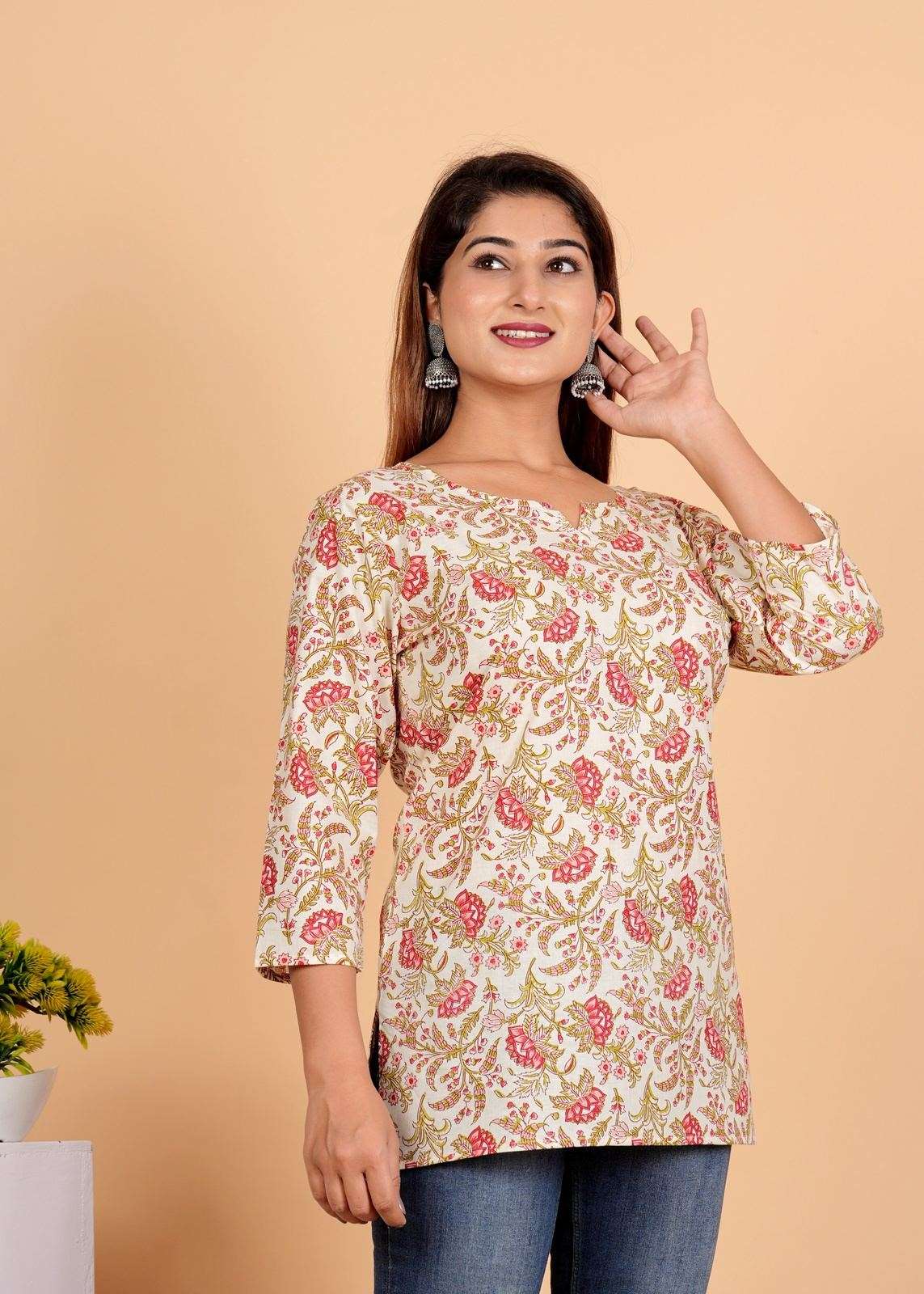 Sanganeri Printed Women’s short kurti