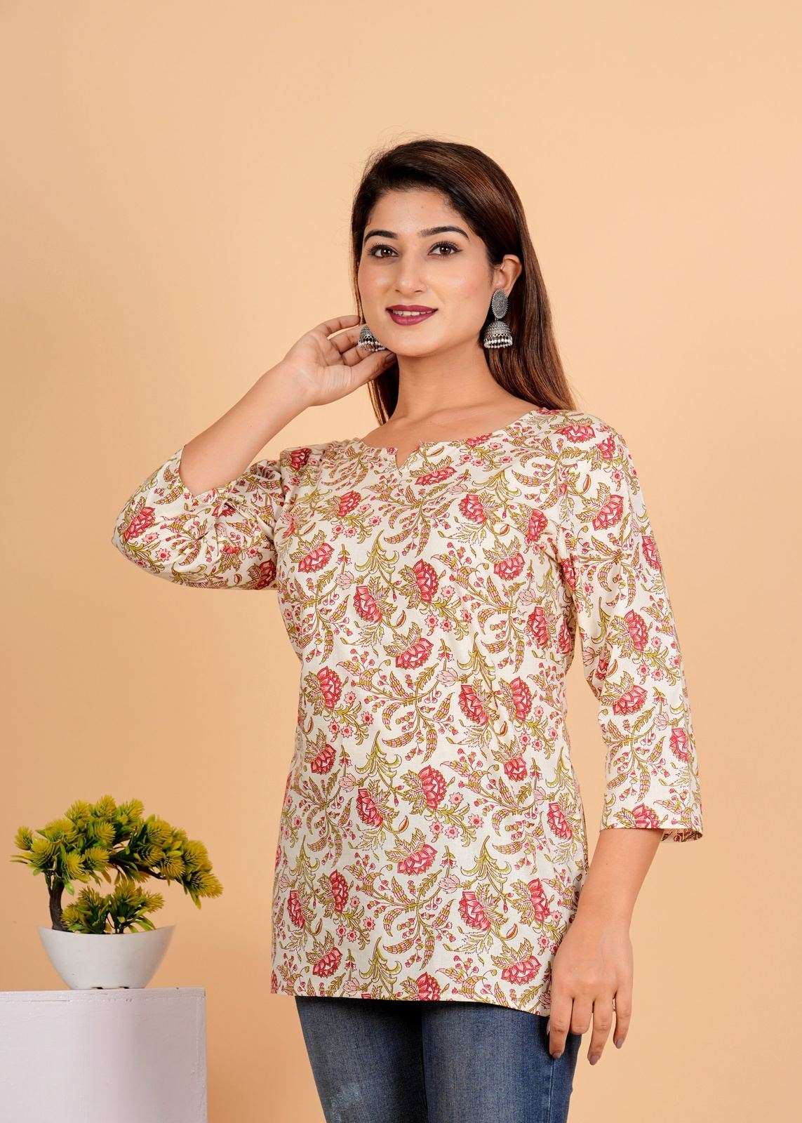 Sanganeri Printed Women’s short kurti