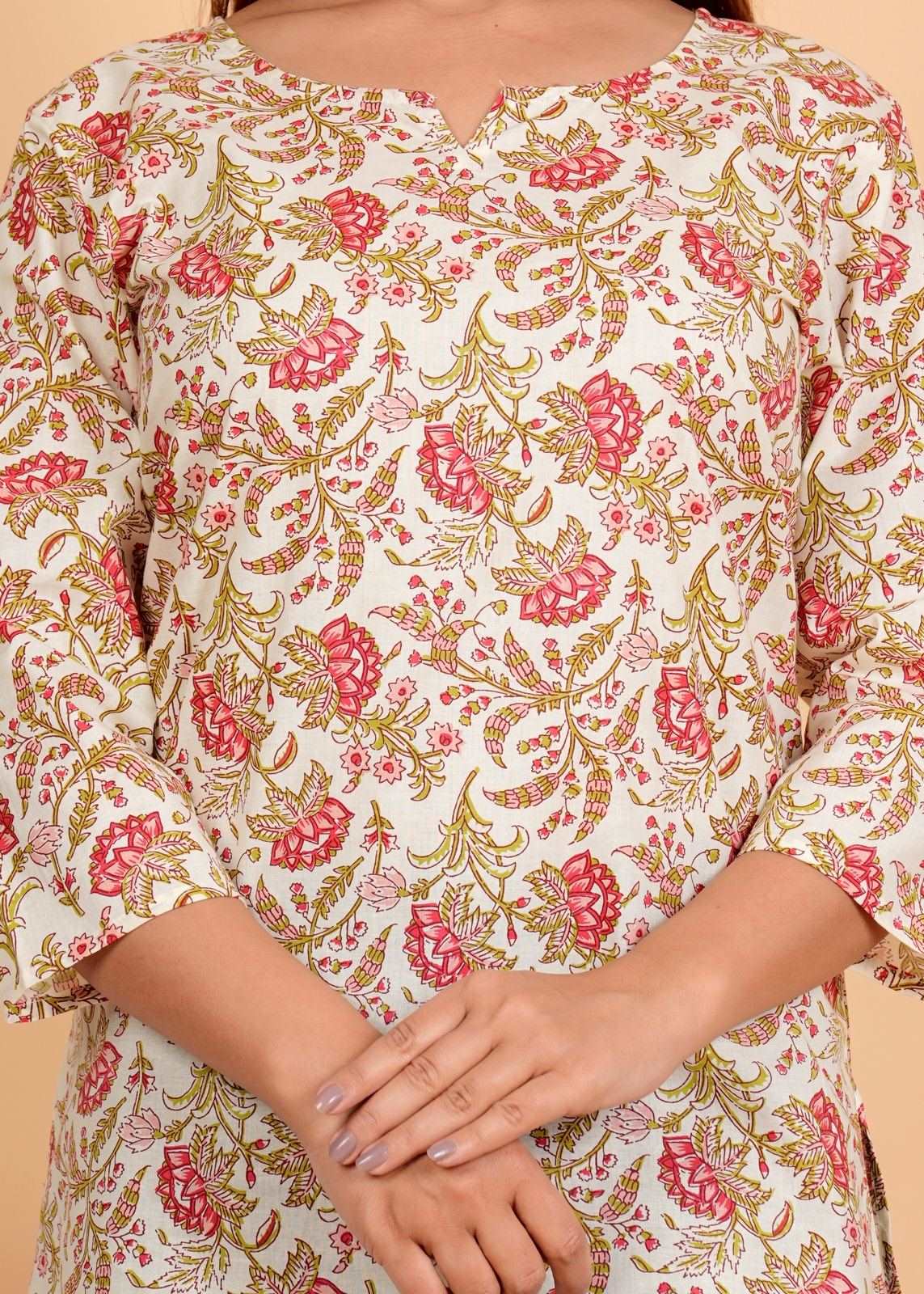 Sanganeri Printed Women’s short kurti