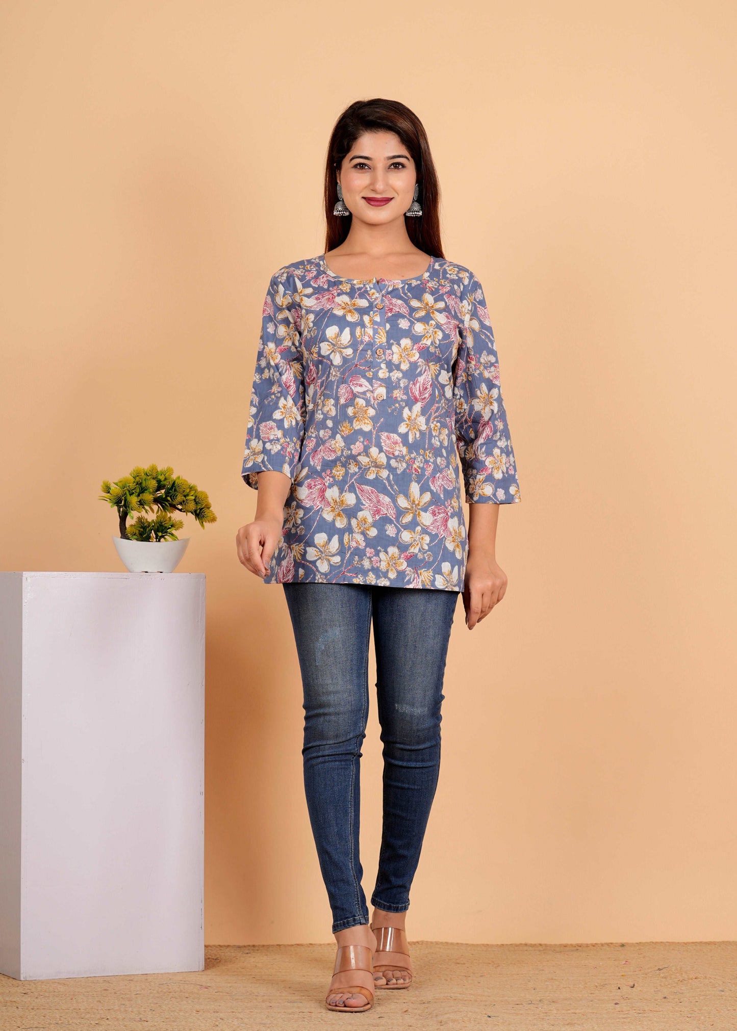 Sanganeri Printed Women’s short kurti