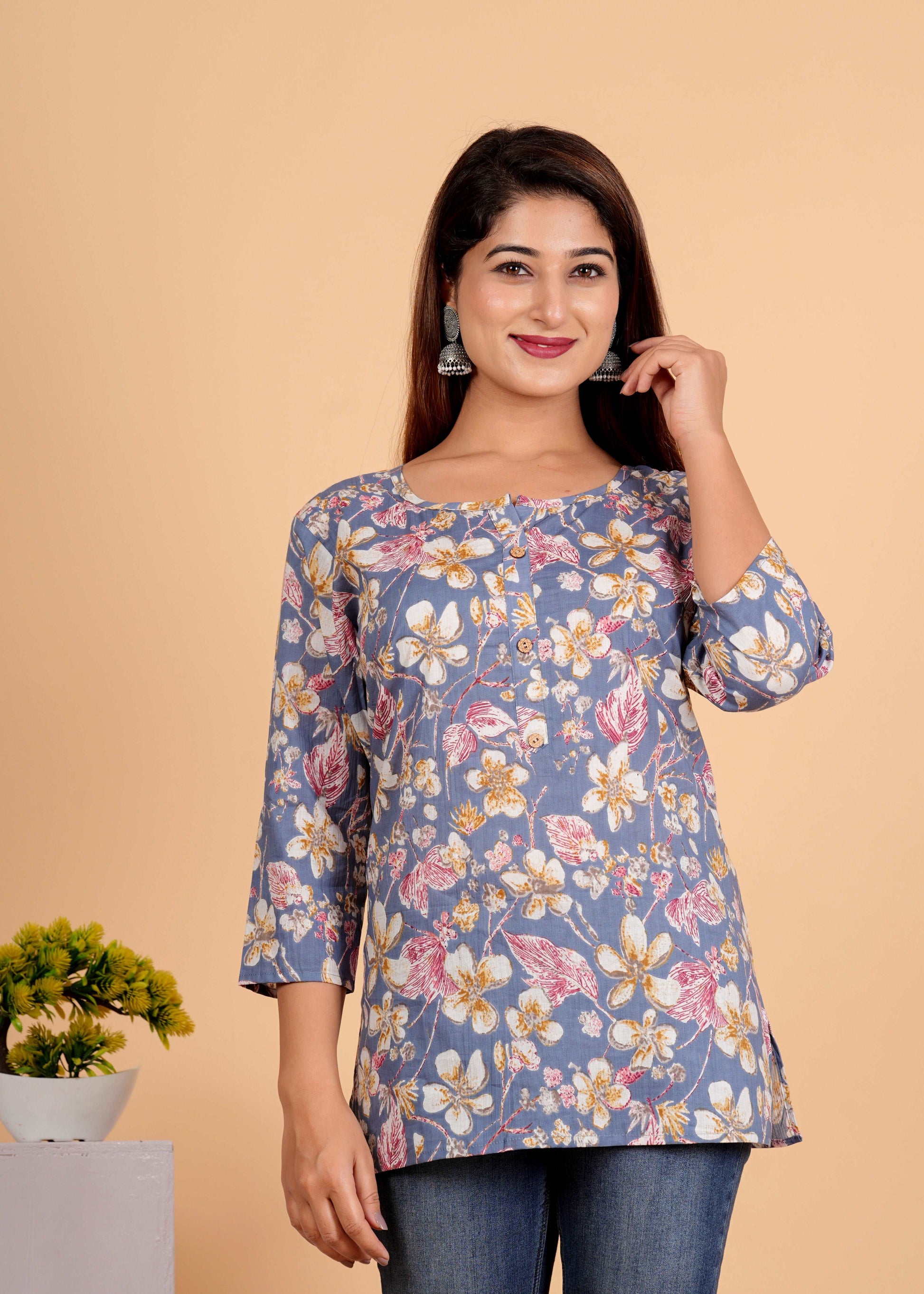 Sanganeri Printed Women’s short kurti