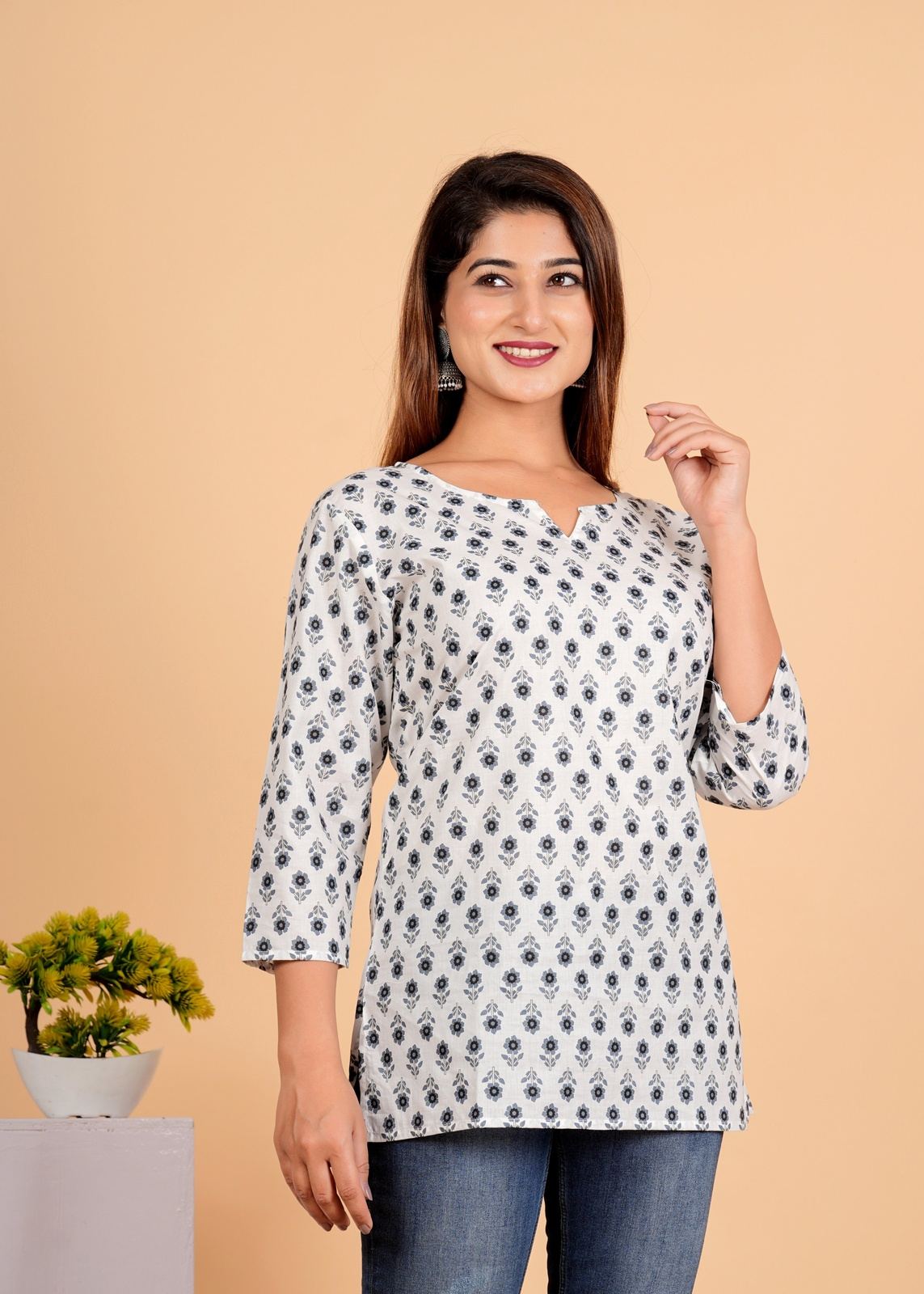 Sanganeri Printed Women’s short kurti