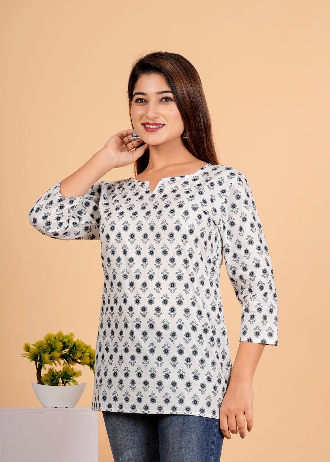 Sanganeri Printed Women’s short kurti