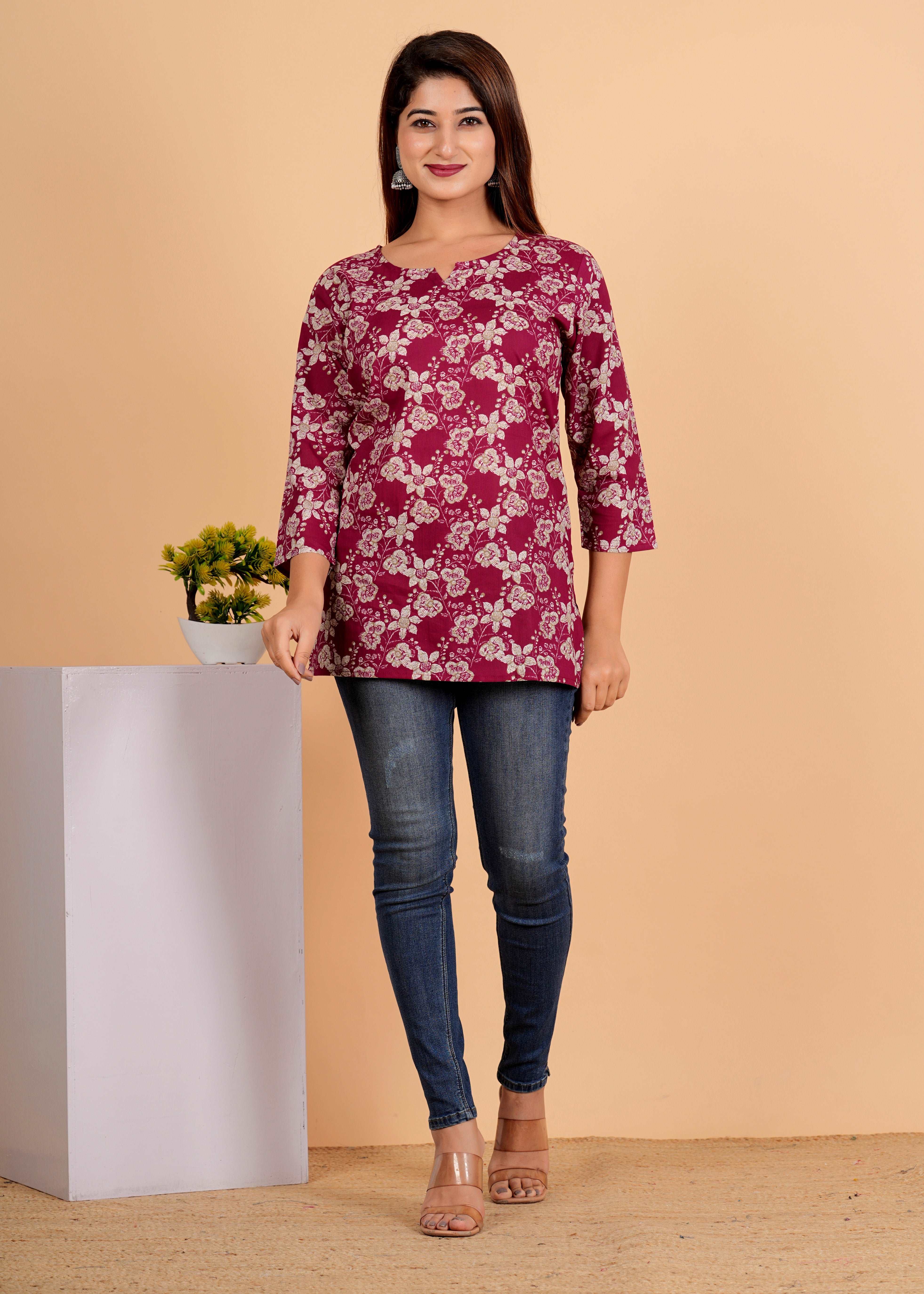 Sanganeri Printed Women’s short kurti