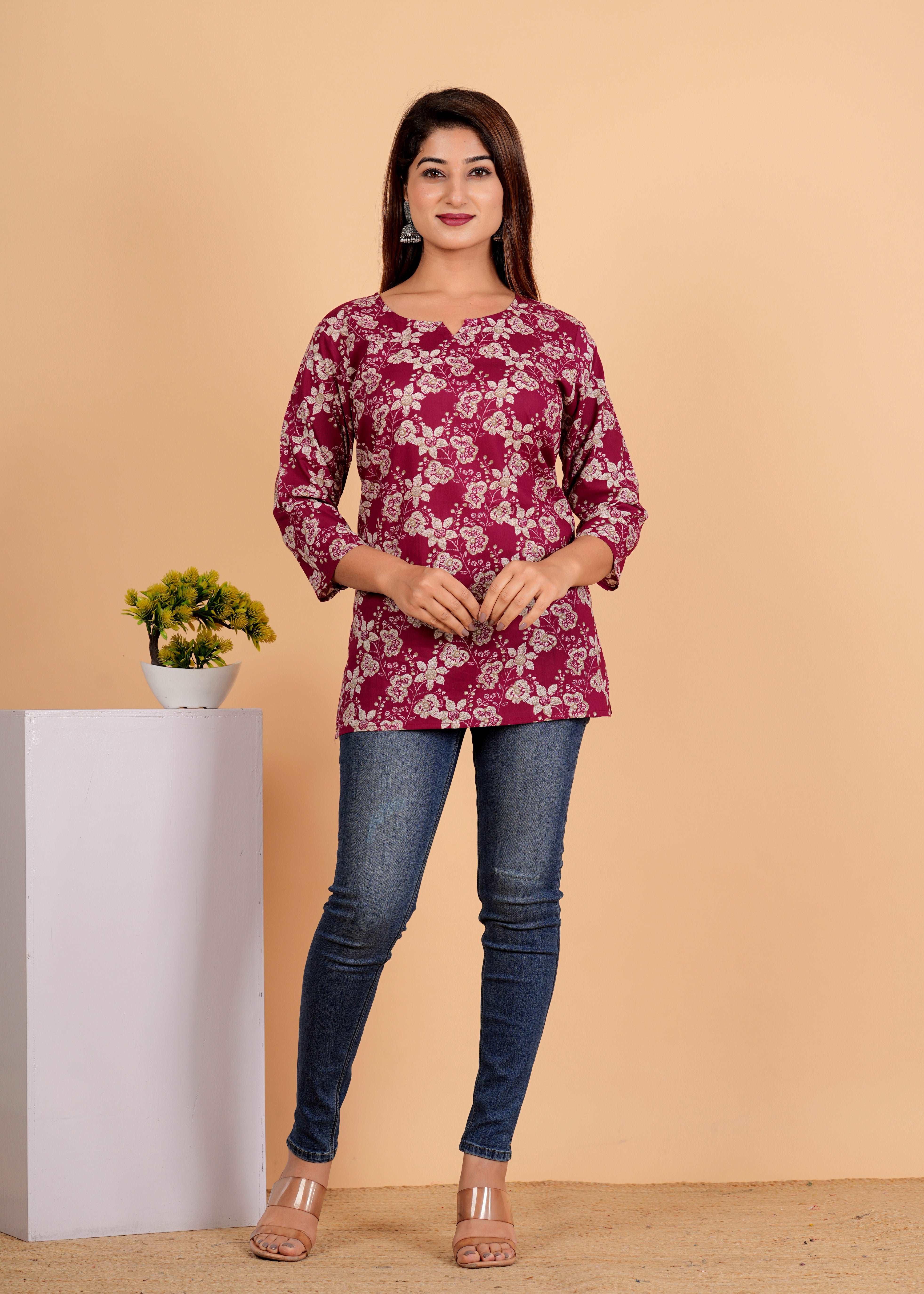 Sanganeri Printed Women’s short kurti