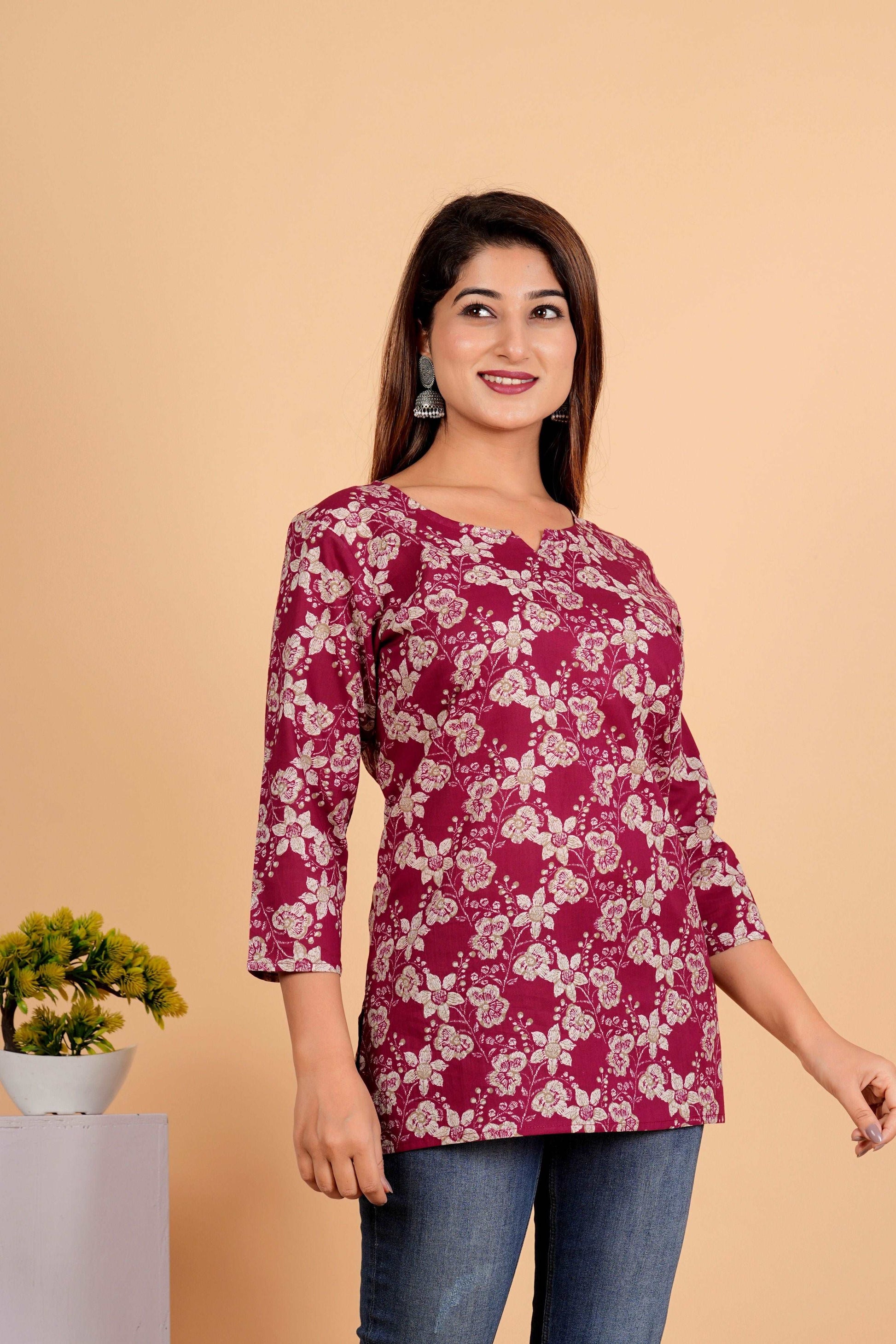 Sanganeri Printed Women’s short kurti