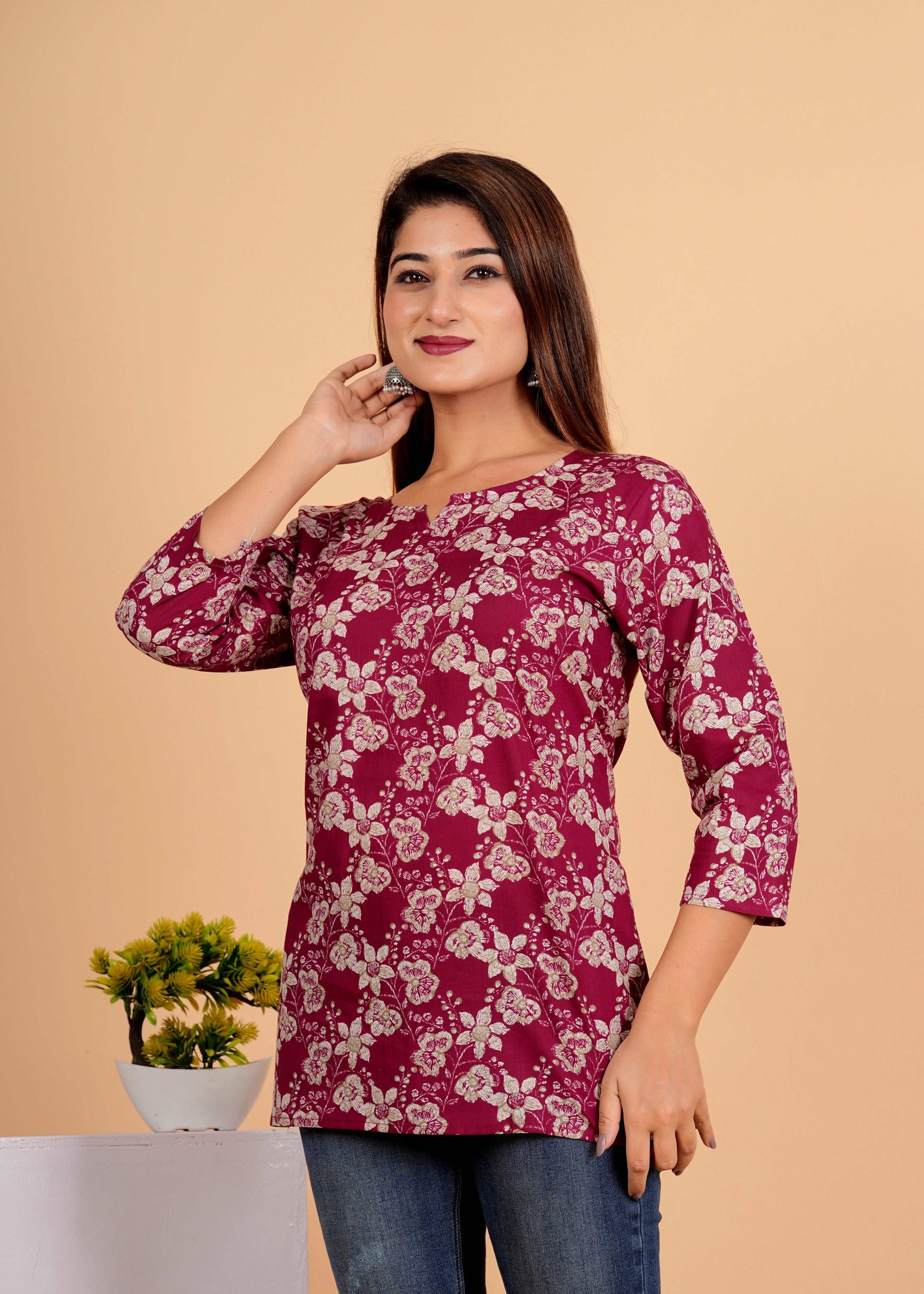 Sanganeri Printed Women’s short kurti