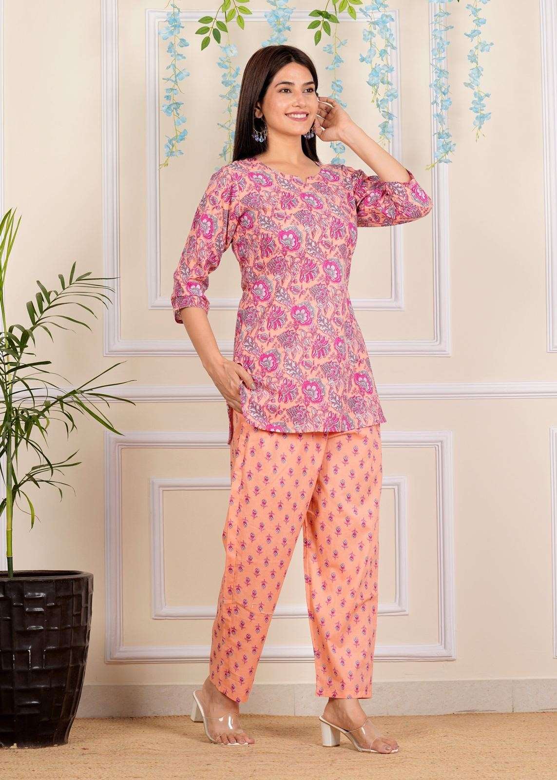 Sanganeri printed Cotton Co-Ord set for Women