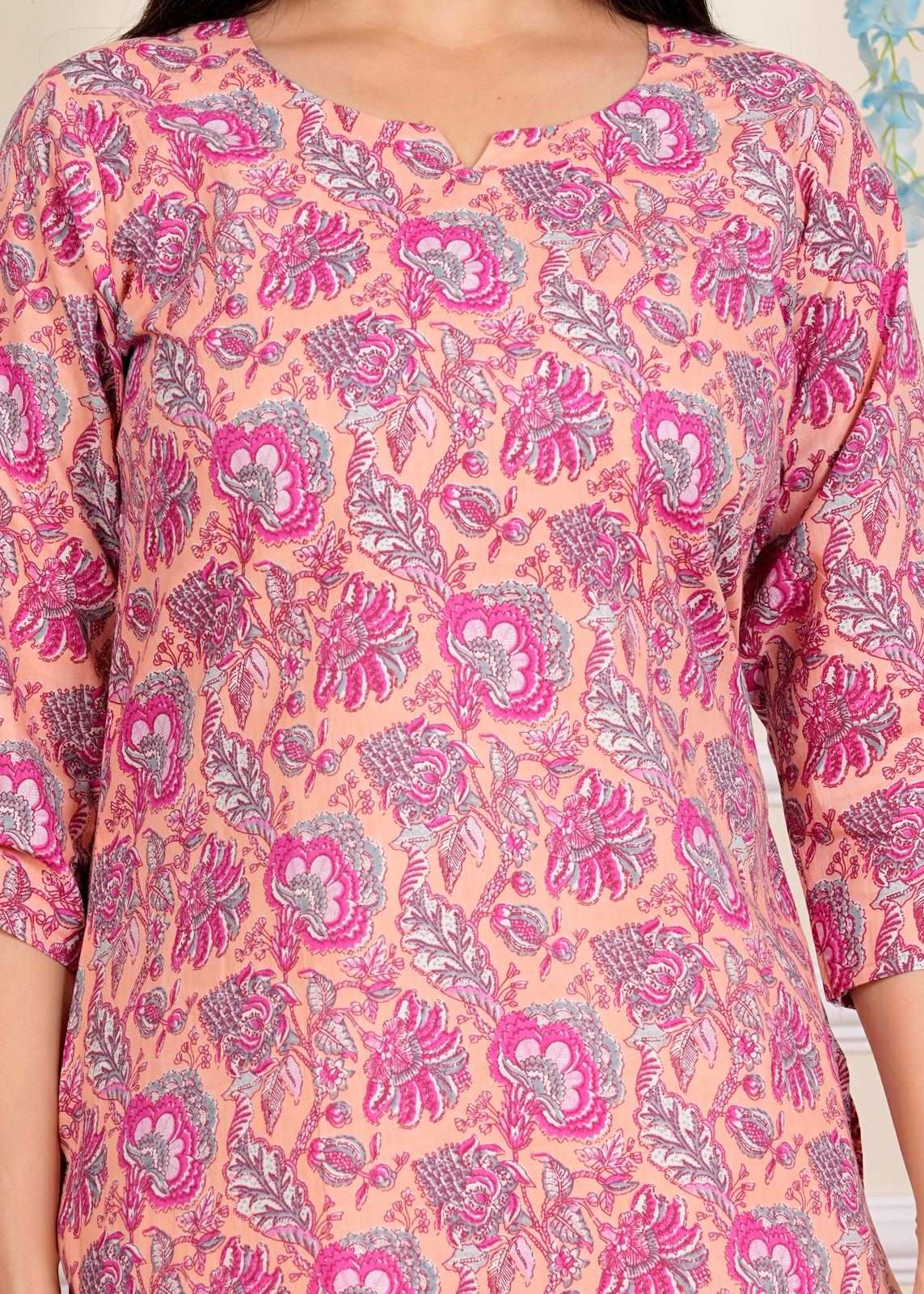 Sanganeri printed Cotton Co-Ord set for Women