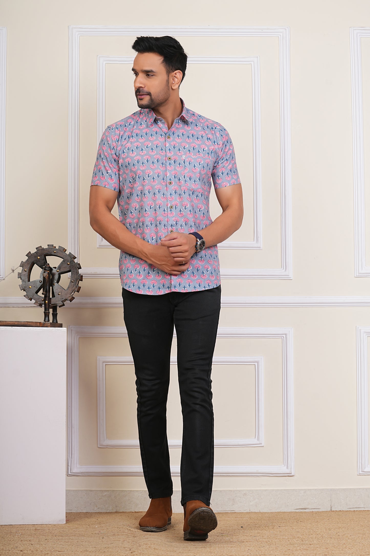 Booti Printed Breezy Feel Half Sleeves Shirts for Men's
