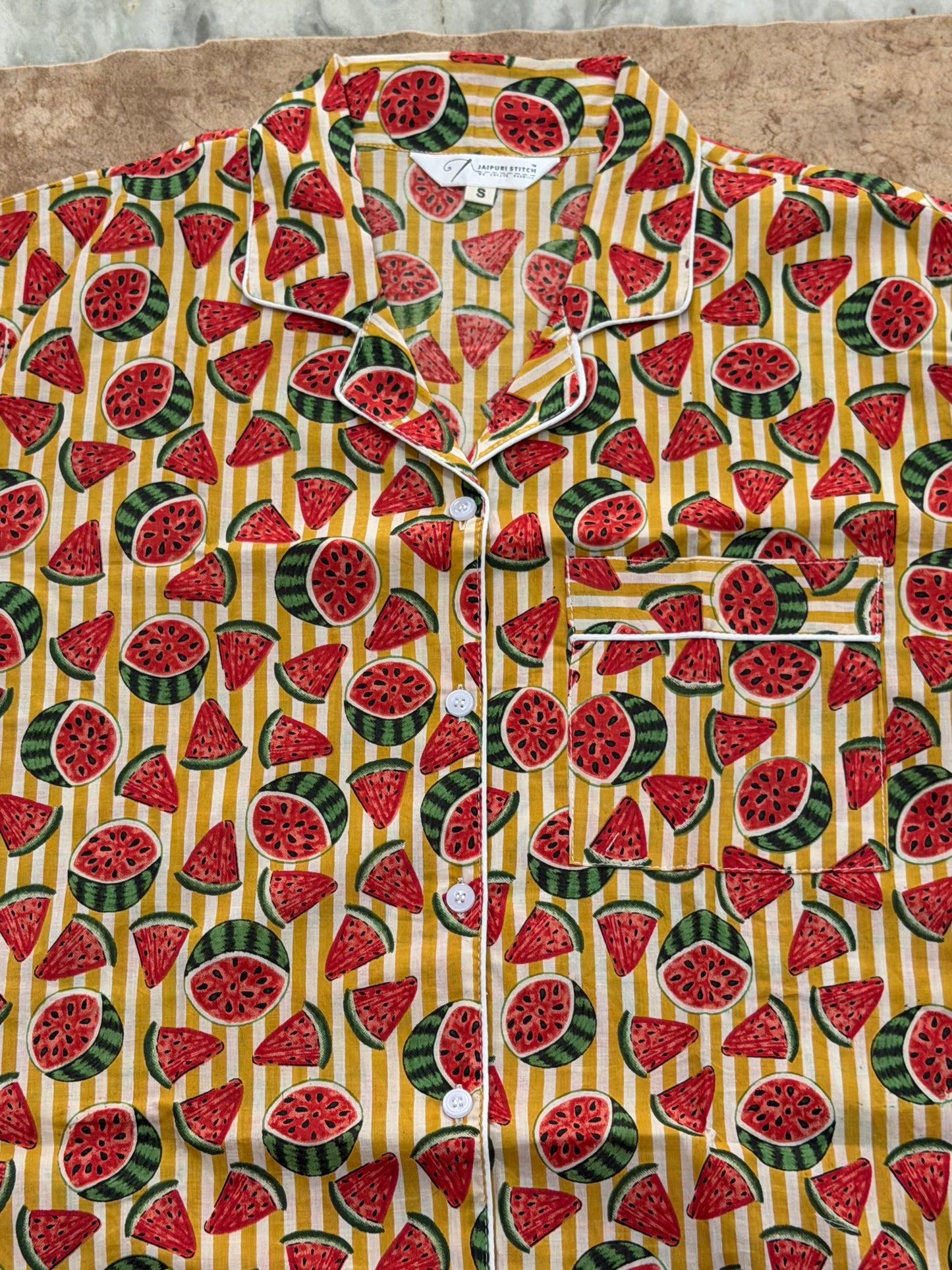 Watermelon Print Women's Cotton Night Suit