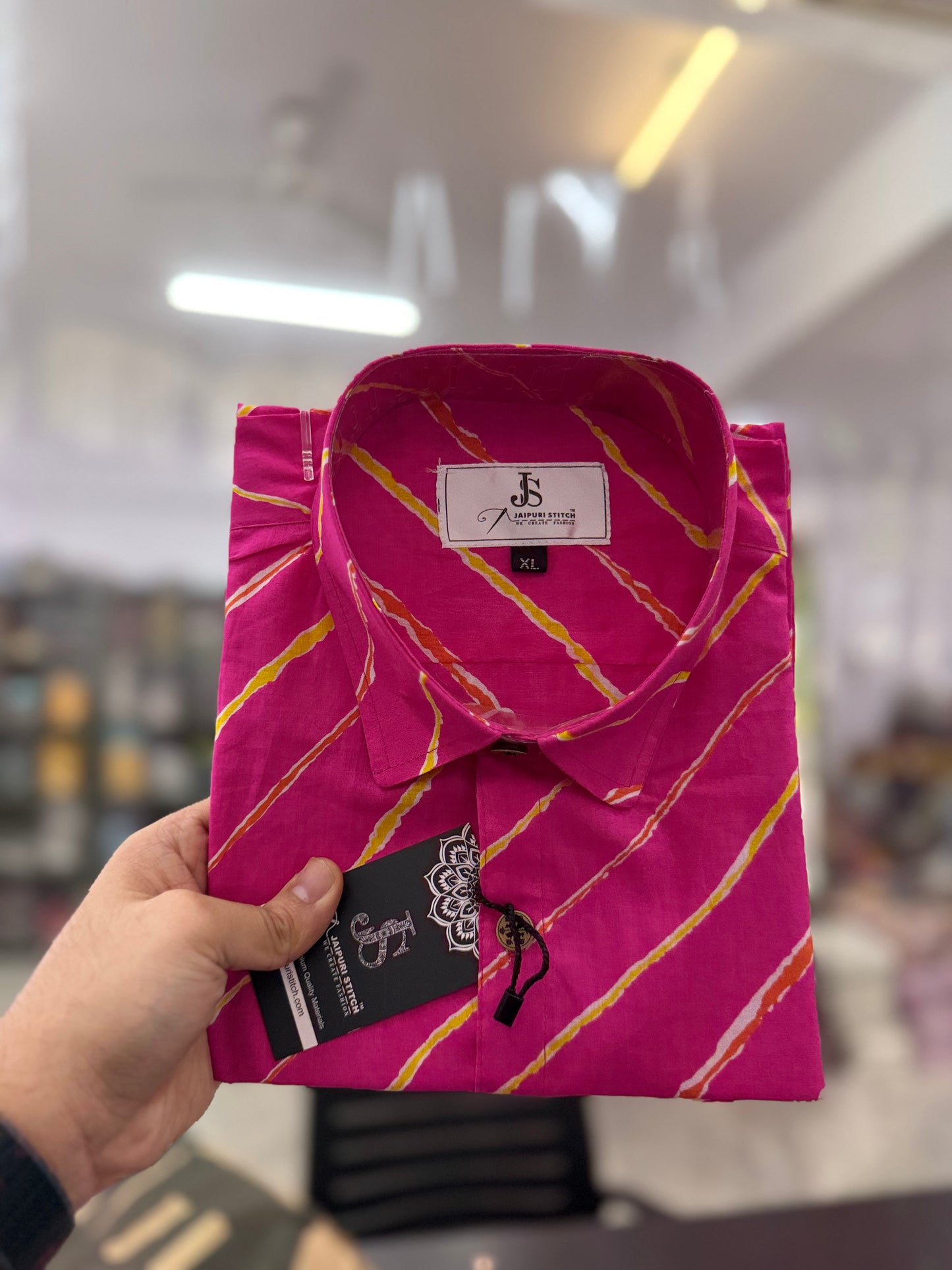 Pink Leheriya Printed Mens Half Sleeves Cotton Shirt