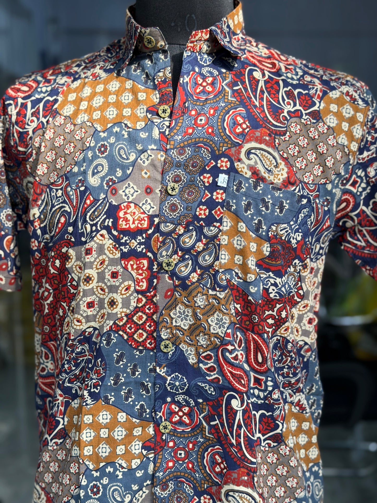 Multicolour Abstract Printed Mens Half Sleeves Shirt
