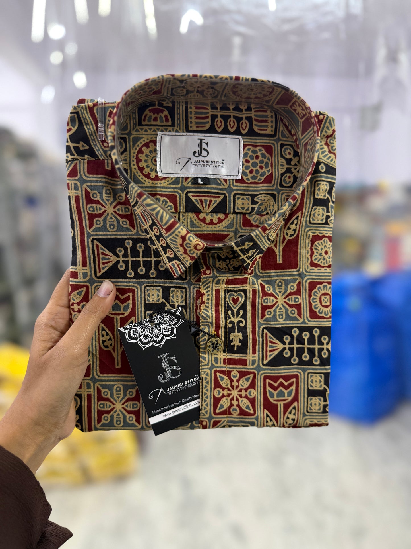 Black Maroon Heritage Motif Printed Half Sleeves Cotton Shirt for Men