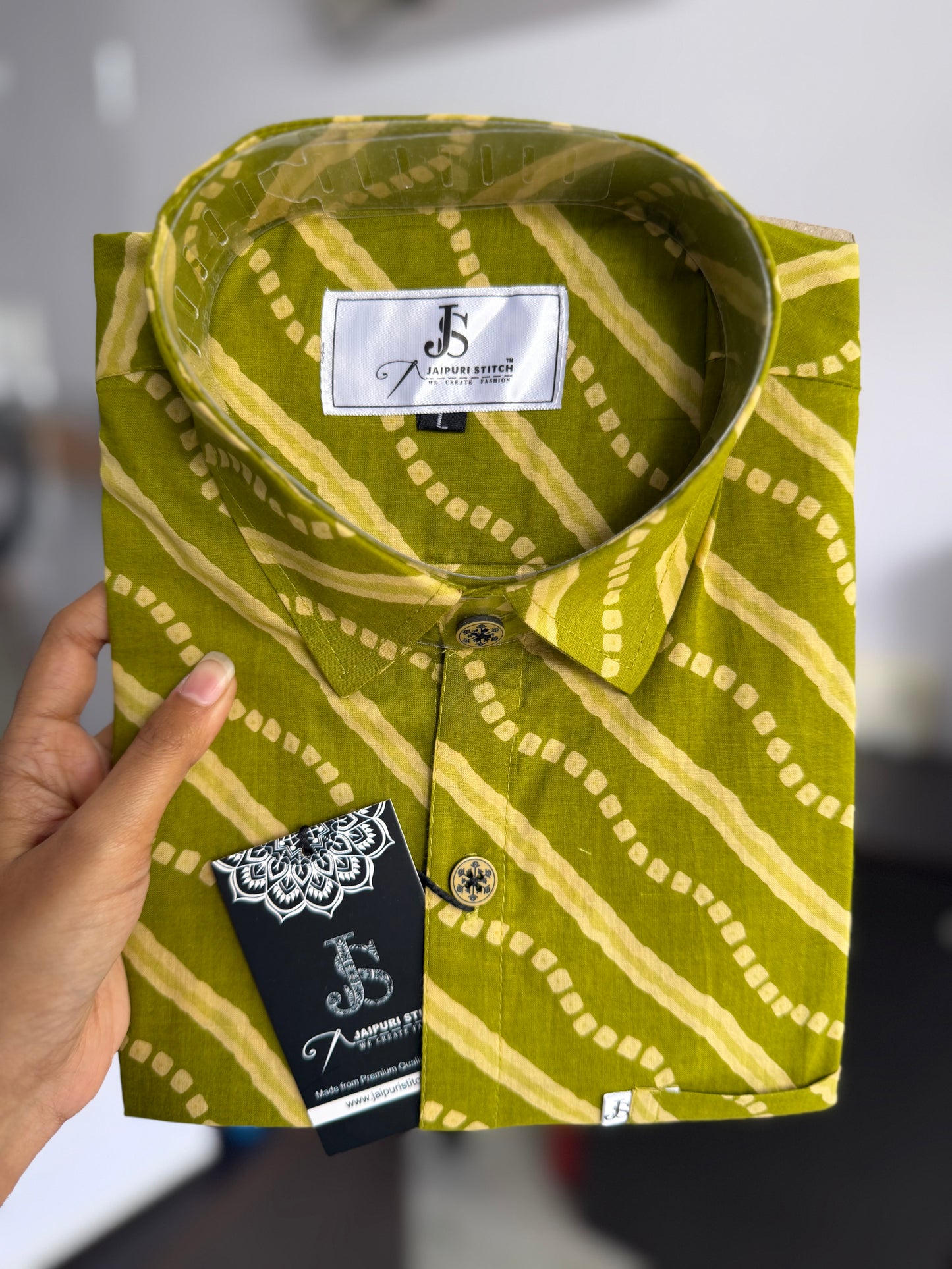Green New Stripes Printed Mens Half Sleeves Shirt