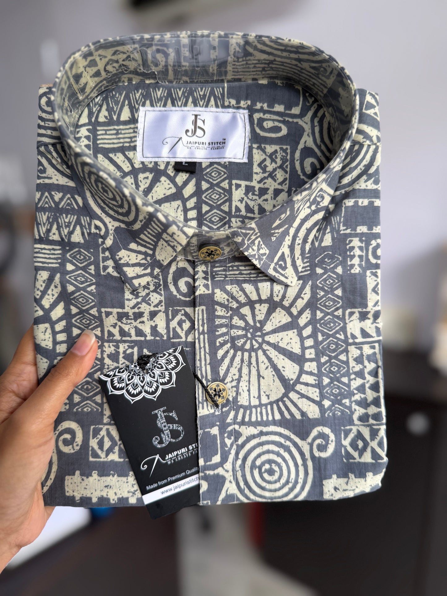 Grey Maze Printed Mens Half Sleeves Shirt