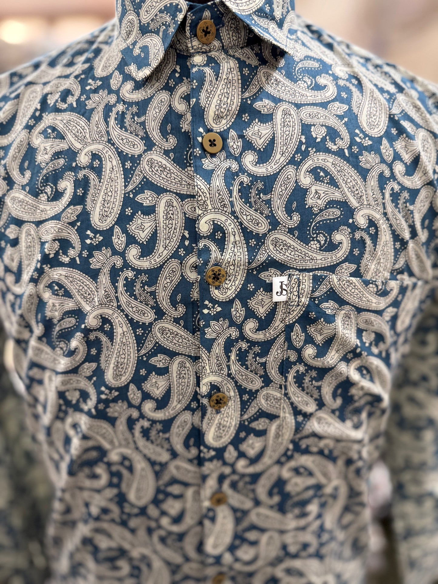 Sky Blue Ambi Printed Full Sleeves Cotton Shirt for Men