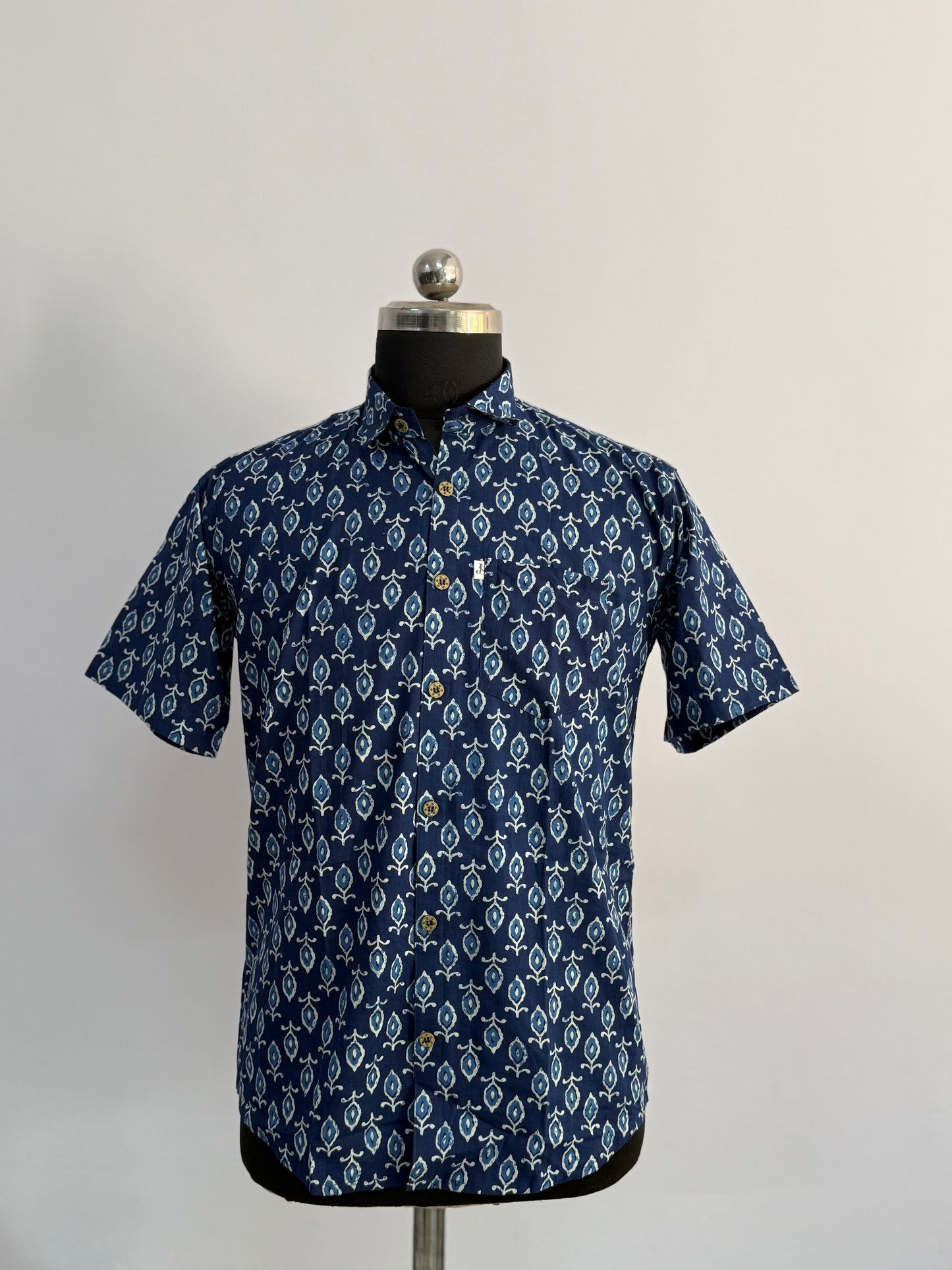 Indigo Ambi Boota Printed Half Sleeves Cotton Shirt for Men