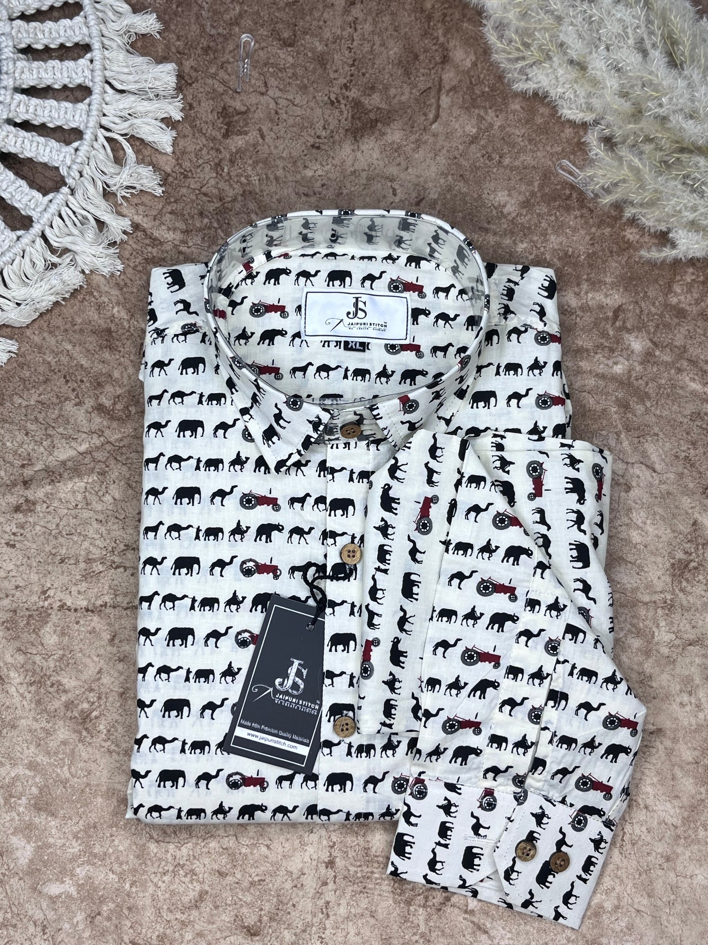 White animal Printed full sleeves shirts for mens